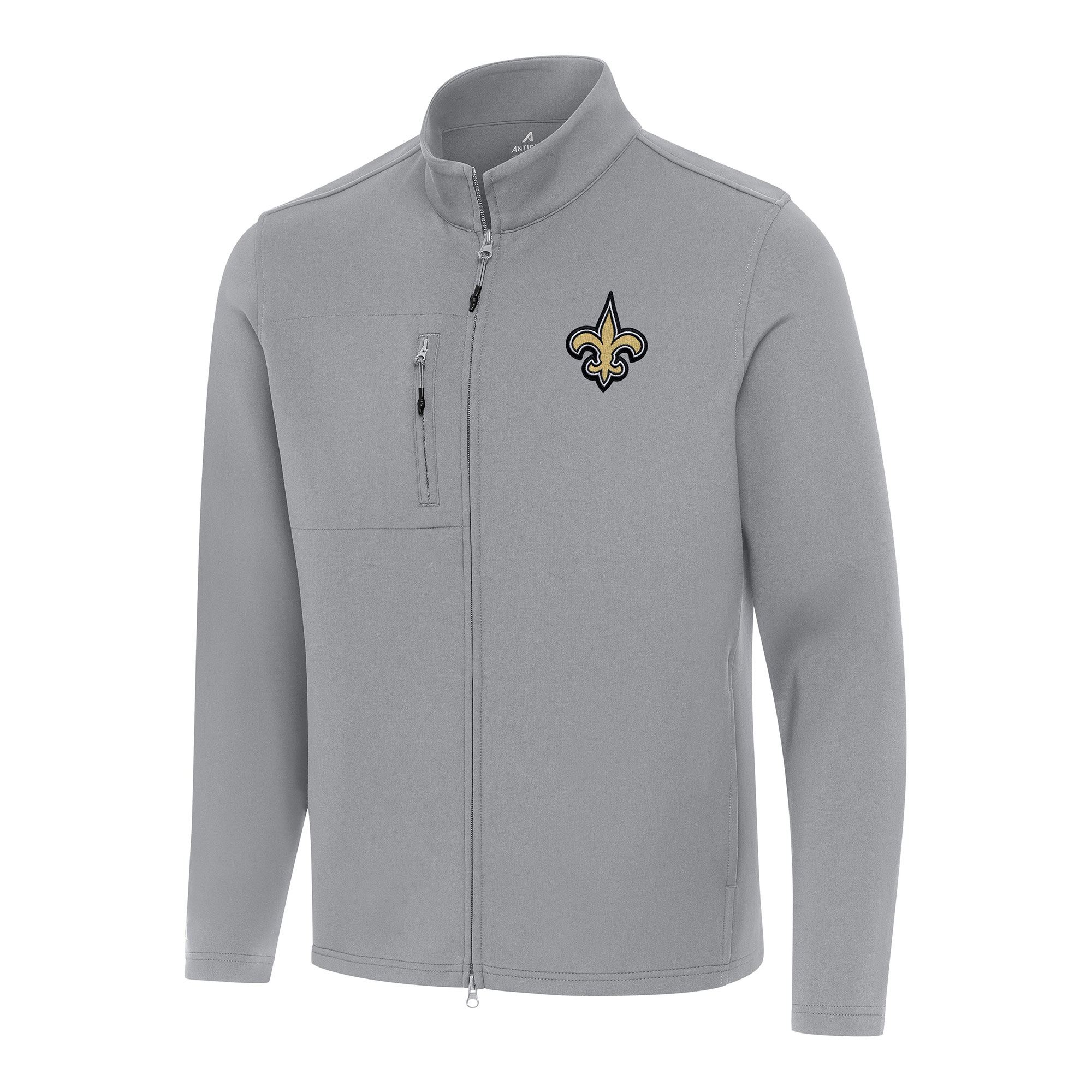 Men's Antigua Gray New Orleans Saints Objection Full-Zip Jacket