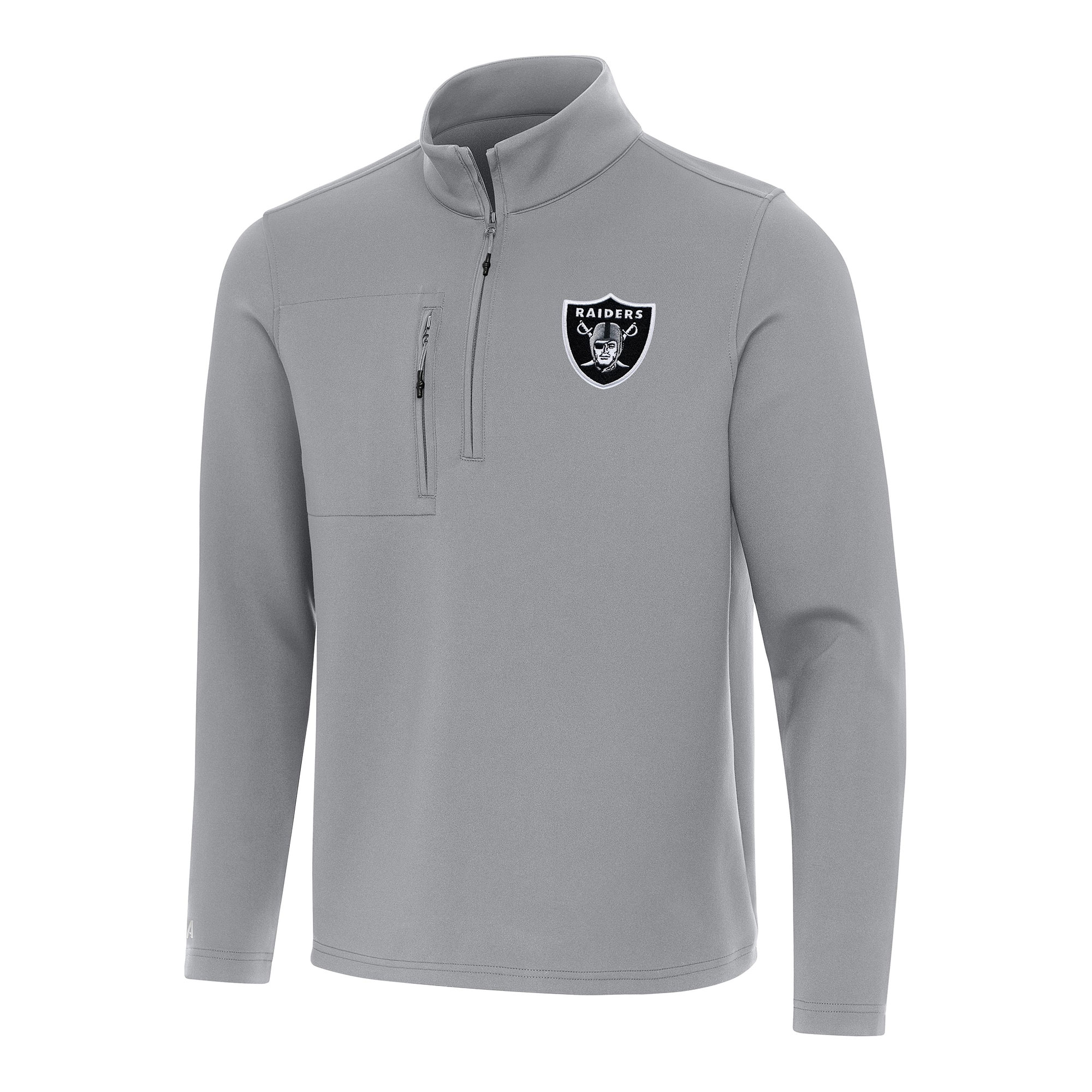 Men's Antigua Gray Las Vegas Raiders Insider Quarter-Zip Pullover Top