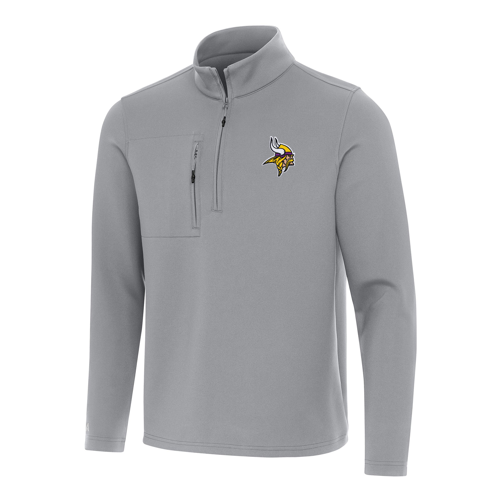 Men's Antigua Gray Minnesota Vikings Insider Quarter-Zip Pullover Top