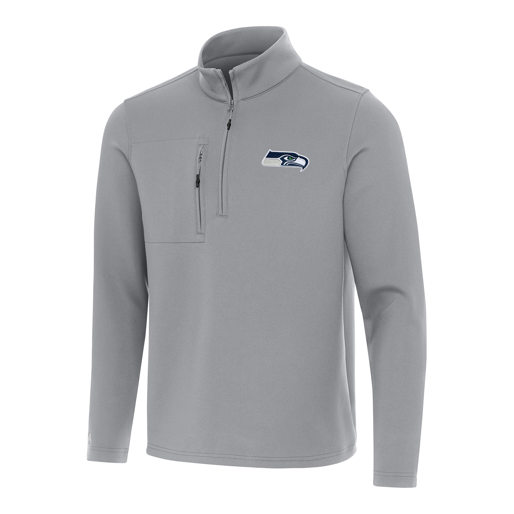 Men's Antigua Gray Seattle Seahawks Insider Quarter-Zip Pullover Top