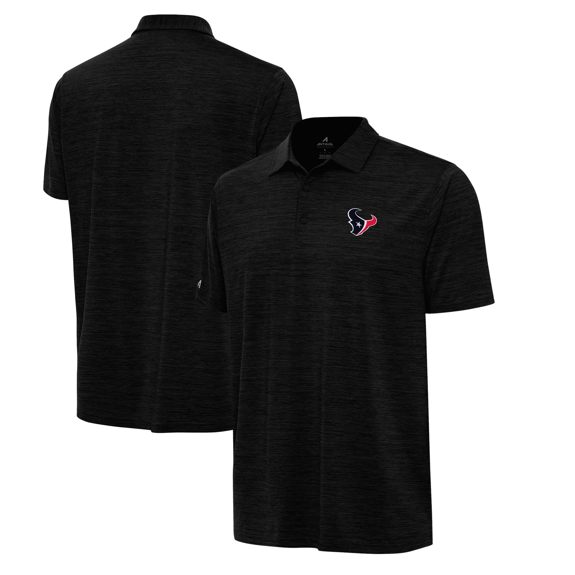 Men’s Antigua Heather Black Houston Texans Layout Polo Men’s Antigua Heather Black Houston Texans Layout Polo