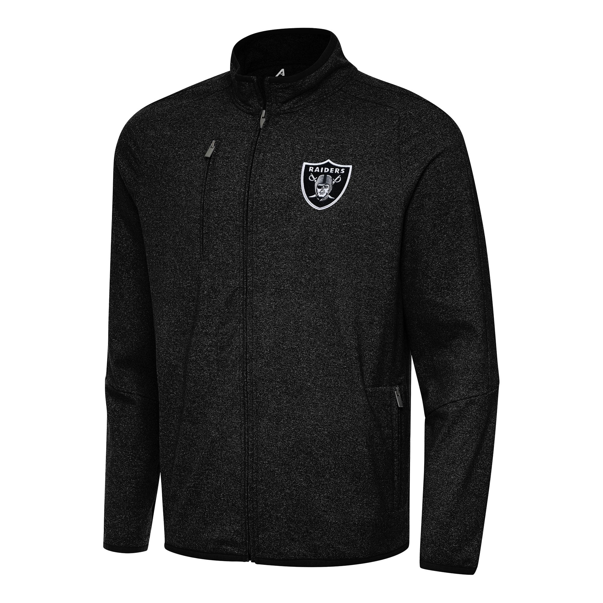 Men’s Antigua Heather Black Las Vegas Raiders Hold-Up Tri-Blend Full-Zip Jacket Men’s Antigua Heather Black Las Vegas Raiders Hold-Up Tri-Blend Full-Zip Jacket
