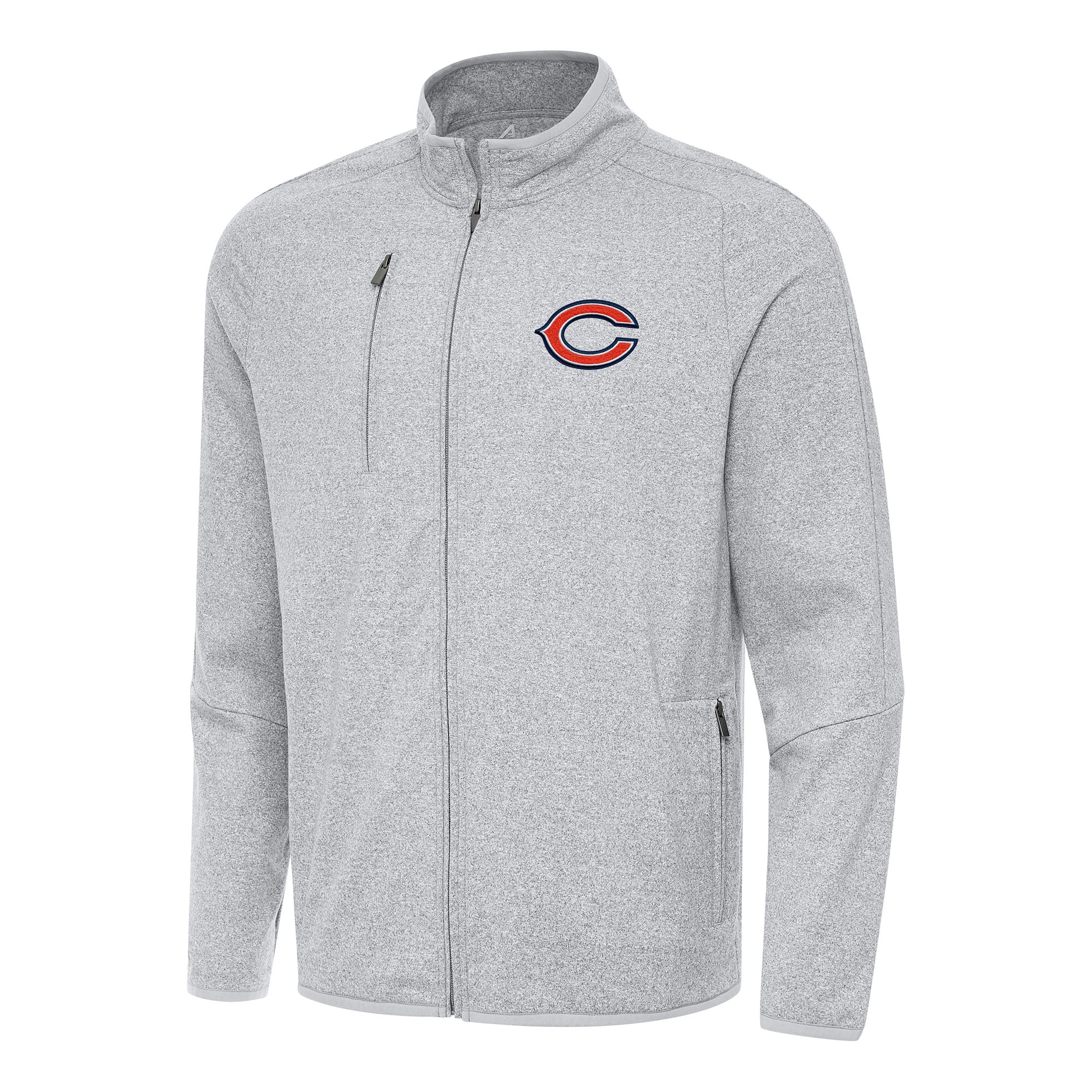 Men’s Antigua Heather Gray Chicago Bears Hold-Up Tri-Blend Full-Zip Jacket Men’s Antigua Heather Gray Chicago Bears Hold-Up Tri-Blend Full-Zip Jacket