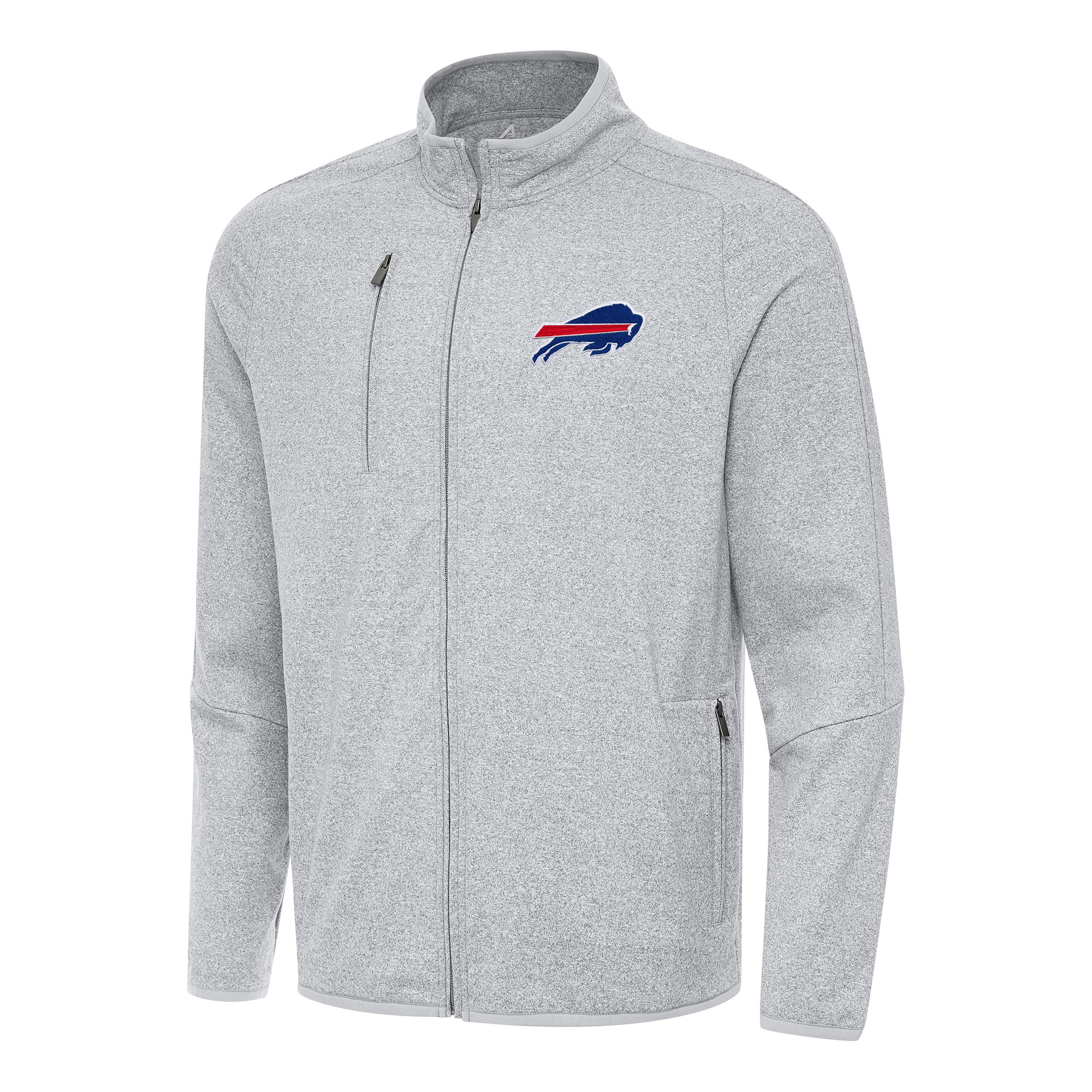 Men's Antigua Heather Gray Buffalo Bills Hold-Up Tri-Blend Full-Zip Jacket
