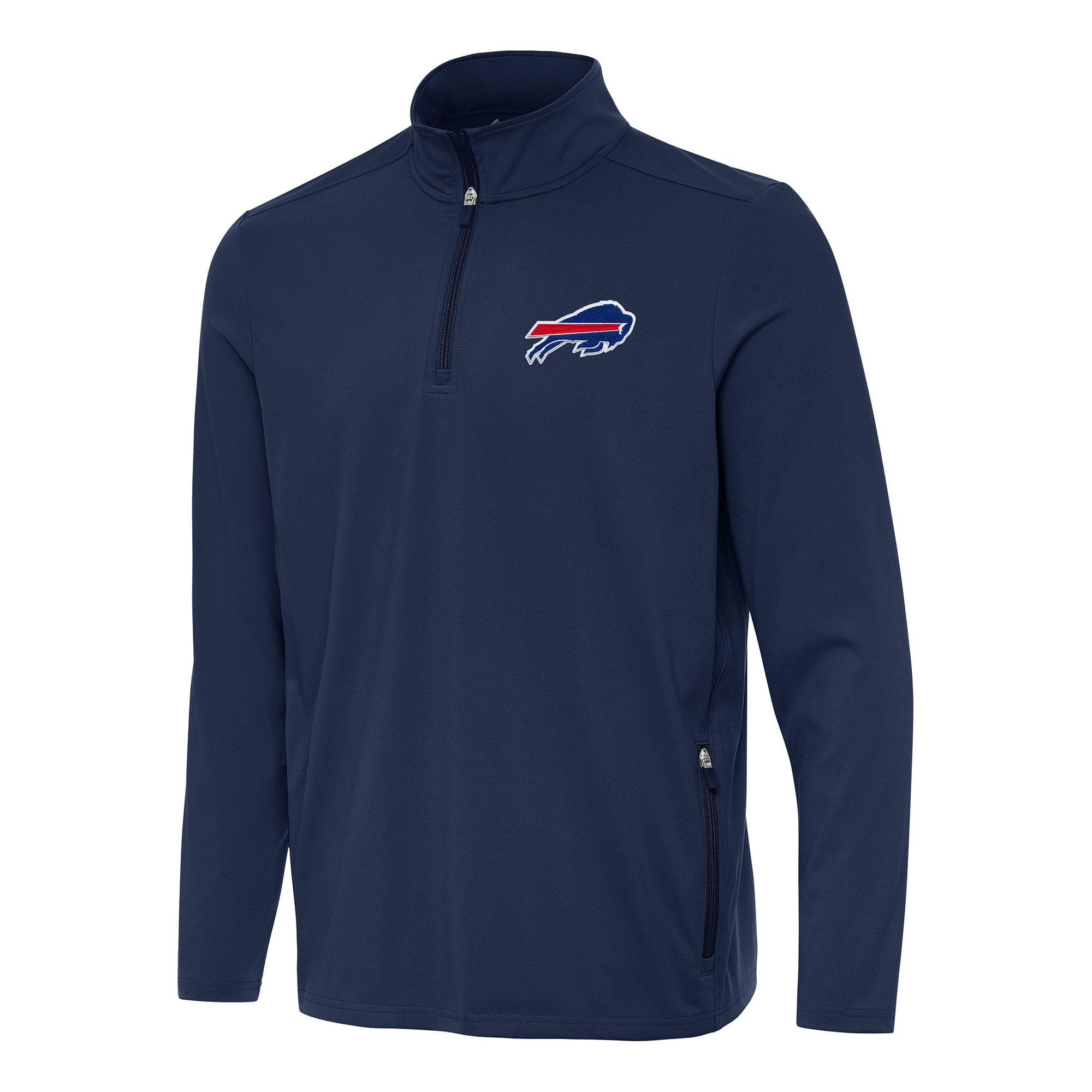 Men's Antigua Navy Buffalo Bills Perilous Quarter-Zip Pullover Top