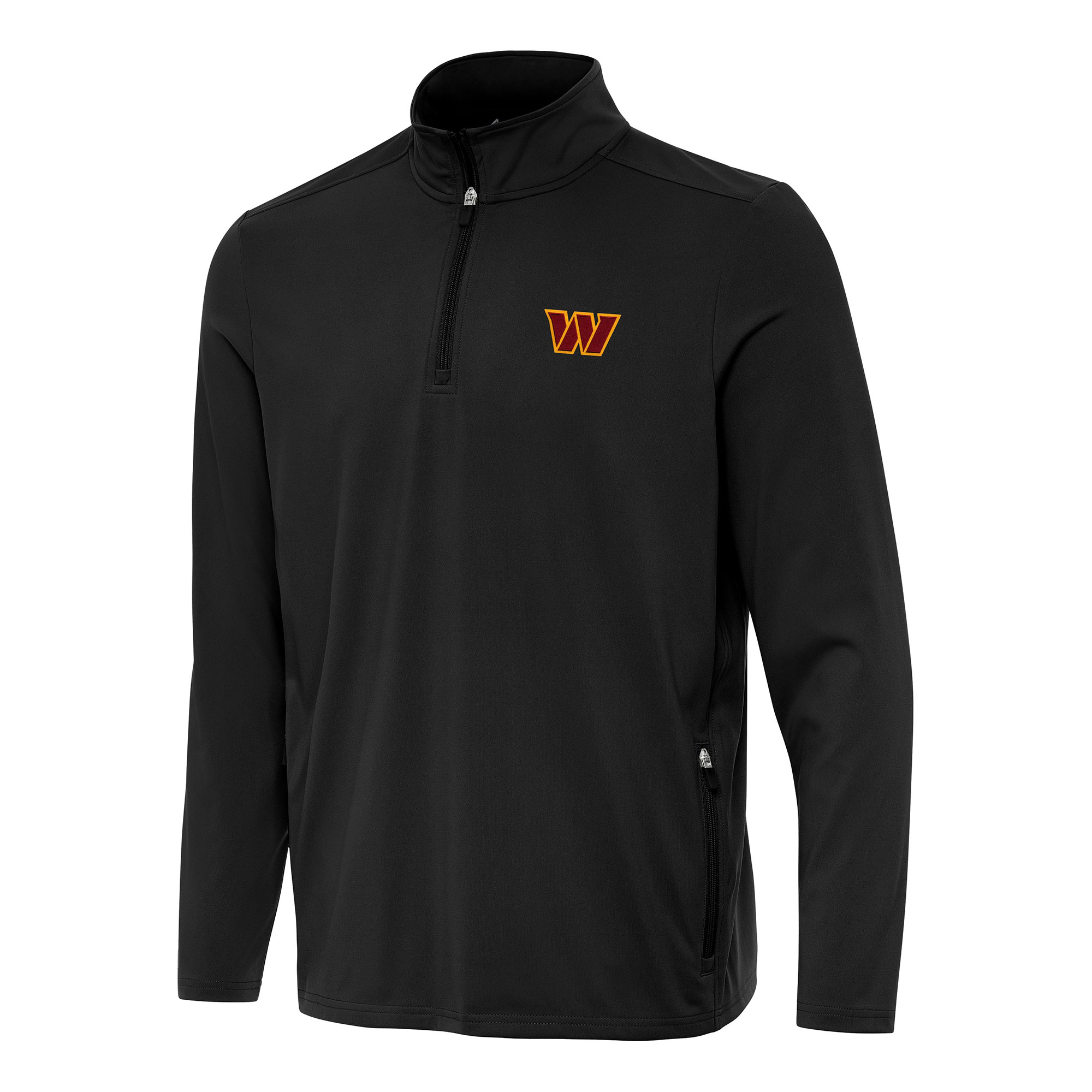 Men's Antigua Black Washington Commanders Perilous Quarter-Zip Pullover Top