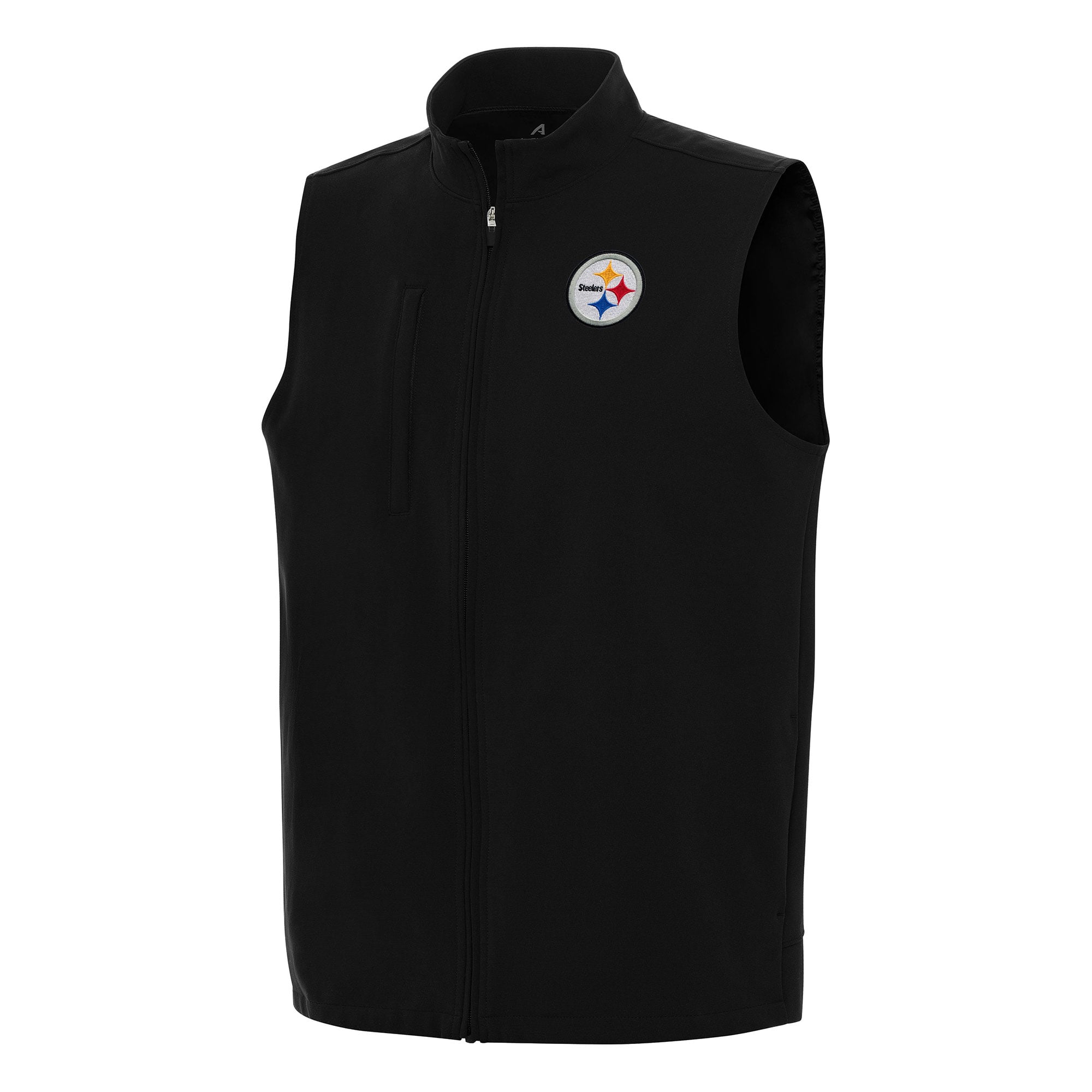 Men's Antigua Black Pittsburgh Steelers Regard Full-Zip Vest