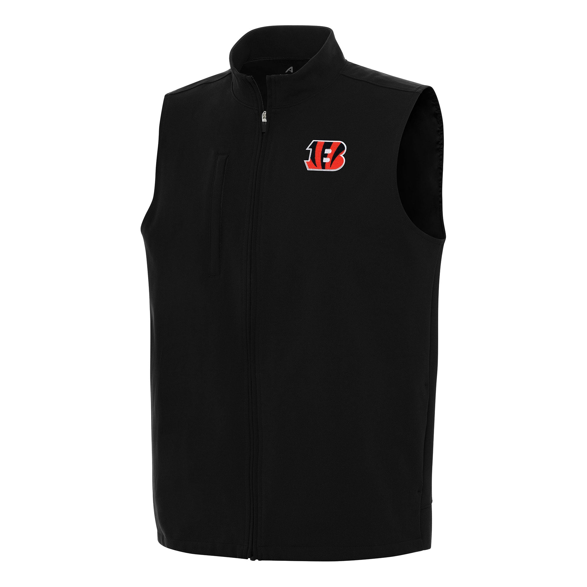 Men’s Antigua Black Cincinnati Bengals Regard Full-Zip Vest Men’s Antigua Black Cincinnati Bengals Regard Full-Zip Vest