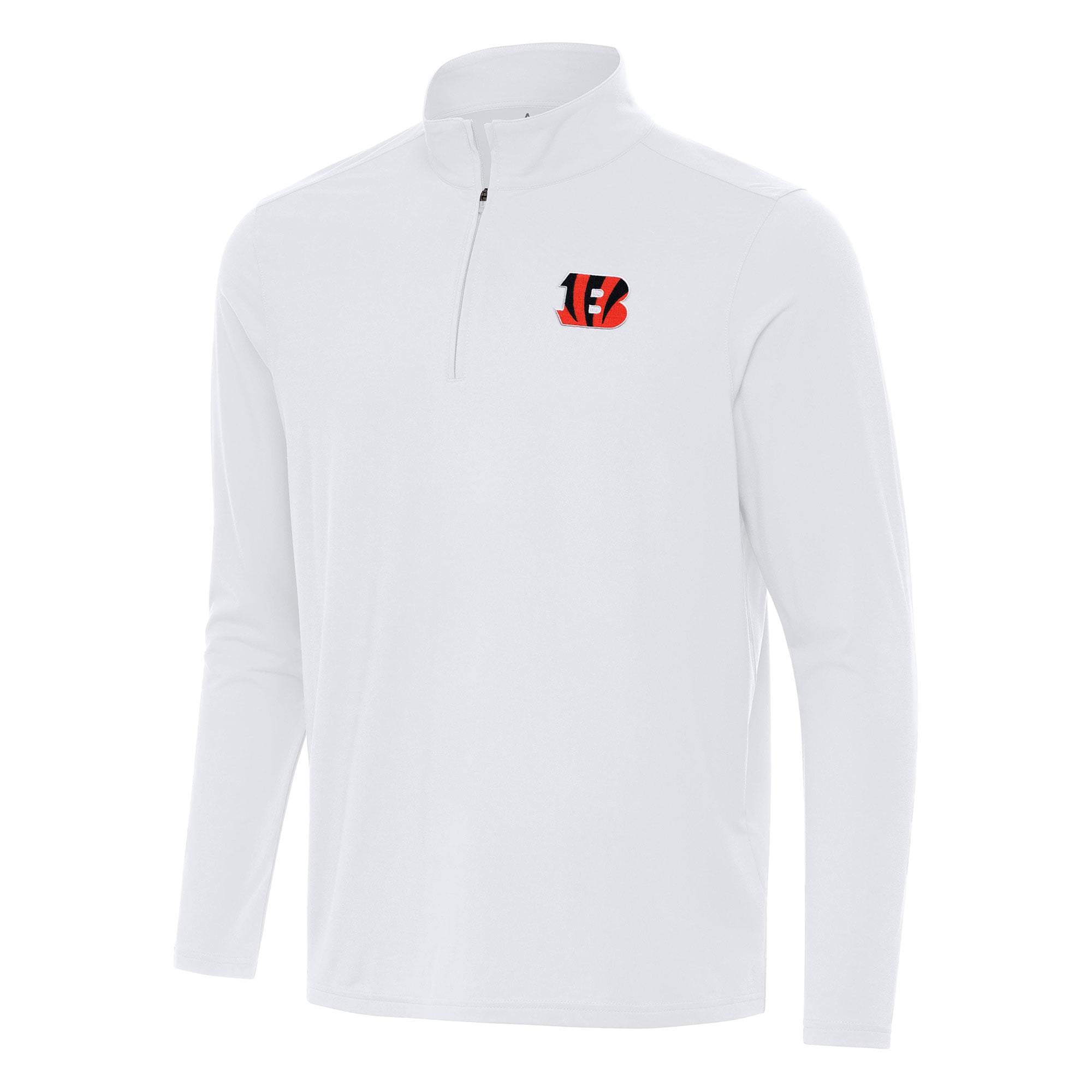 Men’s Antigua White Cincinnati Bengals Intent Quarter-Zip Pullover Top Men’s Antigua White Cincinnati Bengals Intent Quarter-Zip Pullover Top