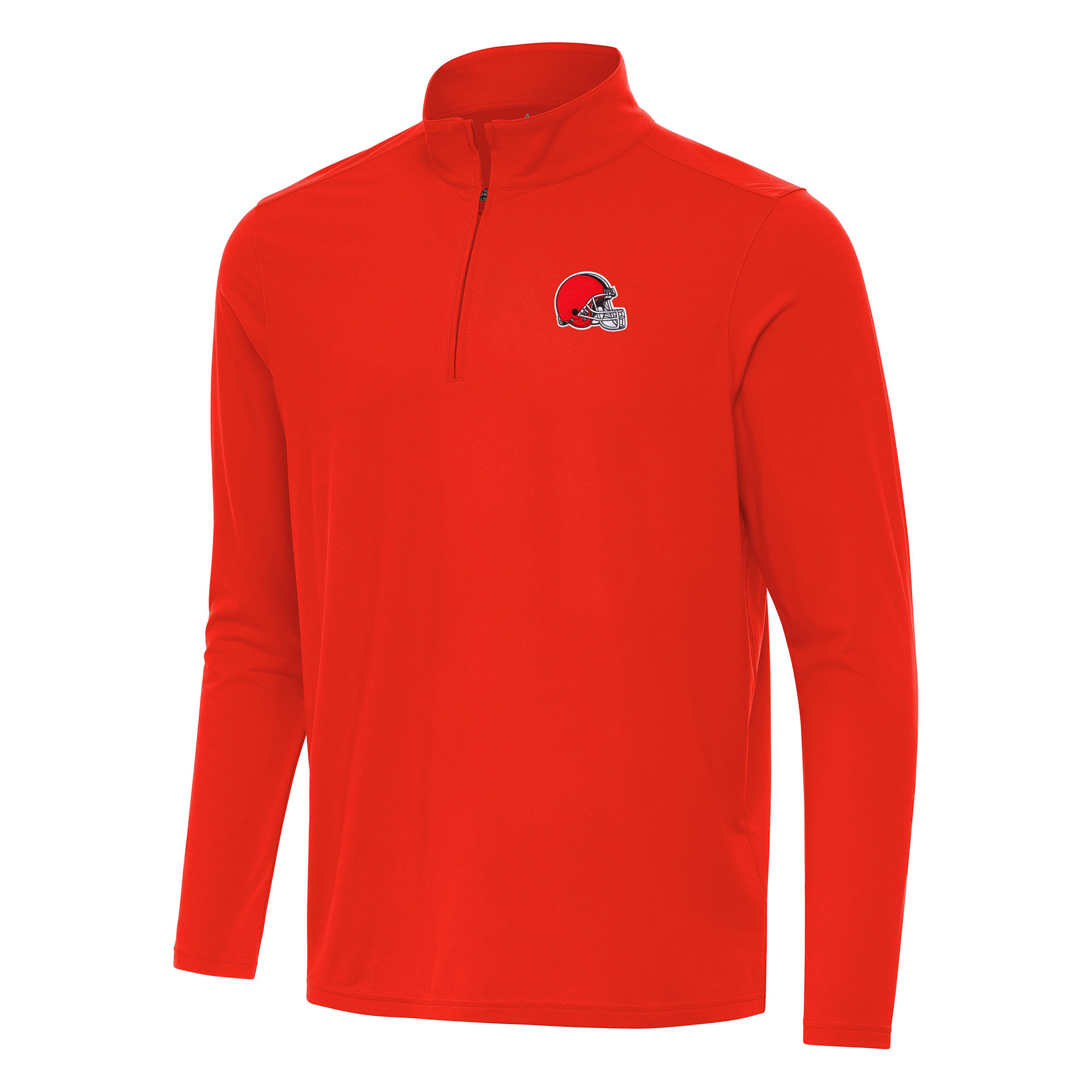 Men's Antigua Orange Cleveland Browns Intent Quarter-Zip Pullover Top