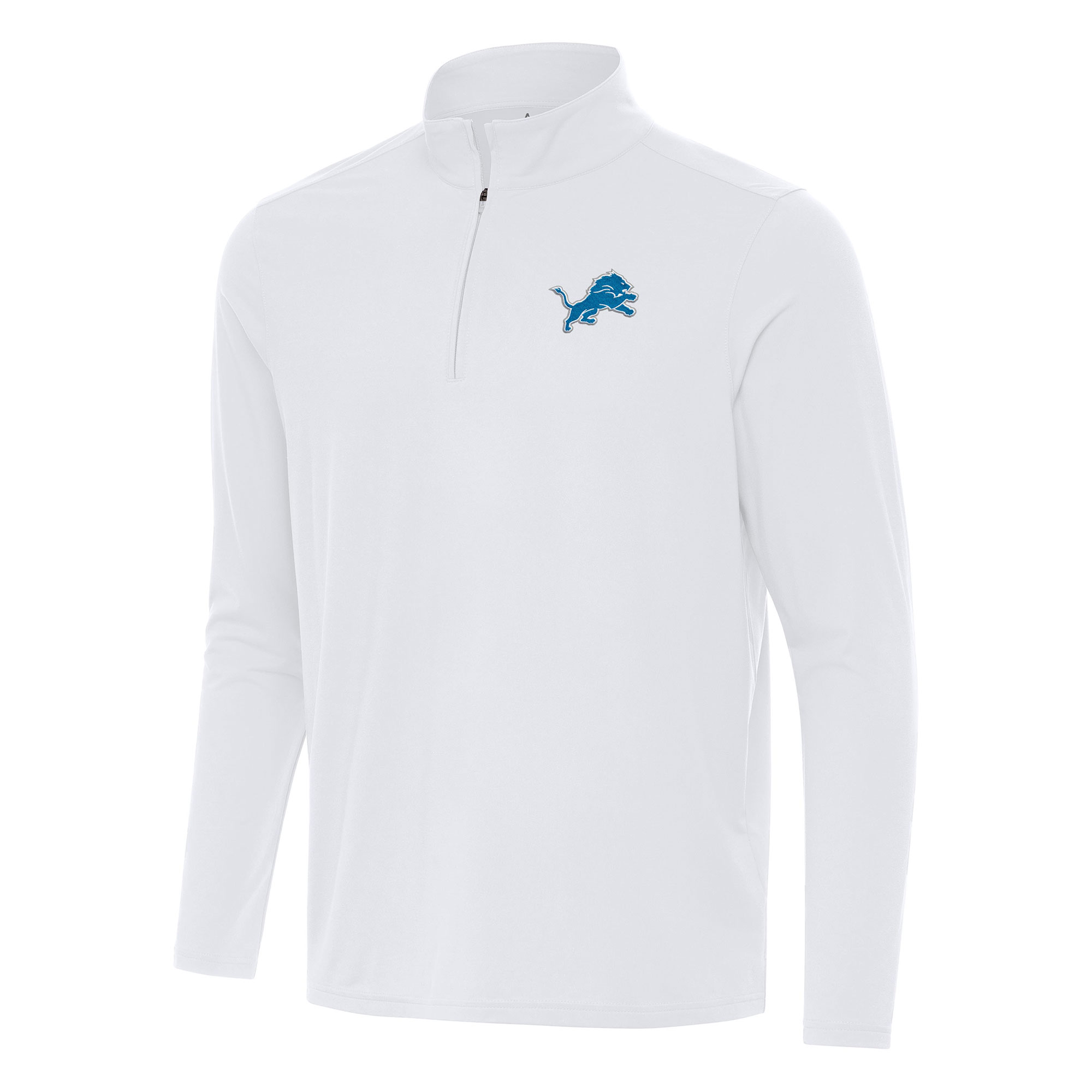 Men's Antigua White Detroit Lions Intent Quarter-Zip Pullover Top