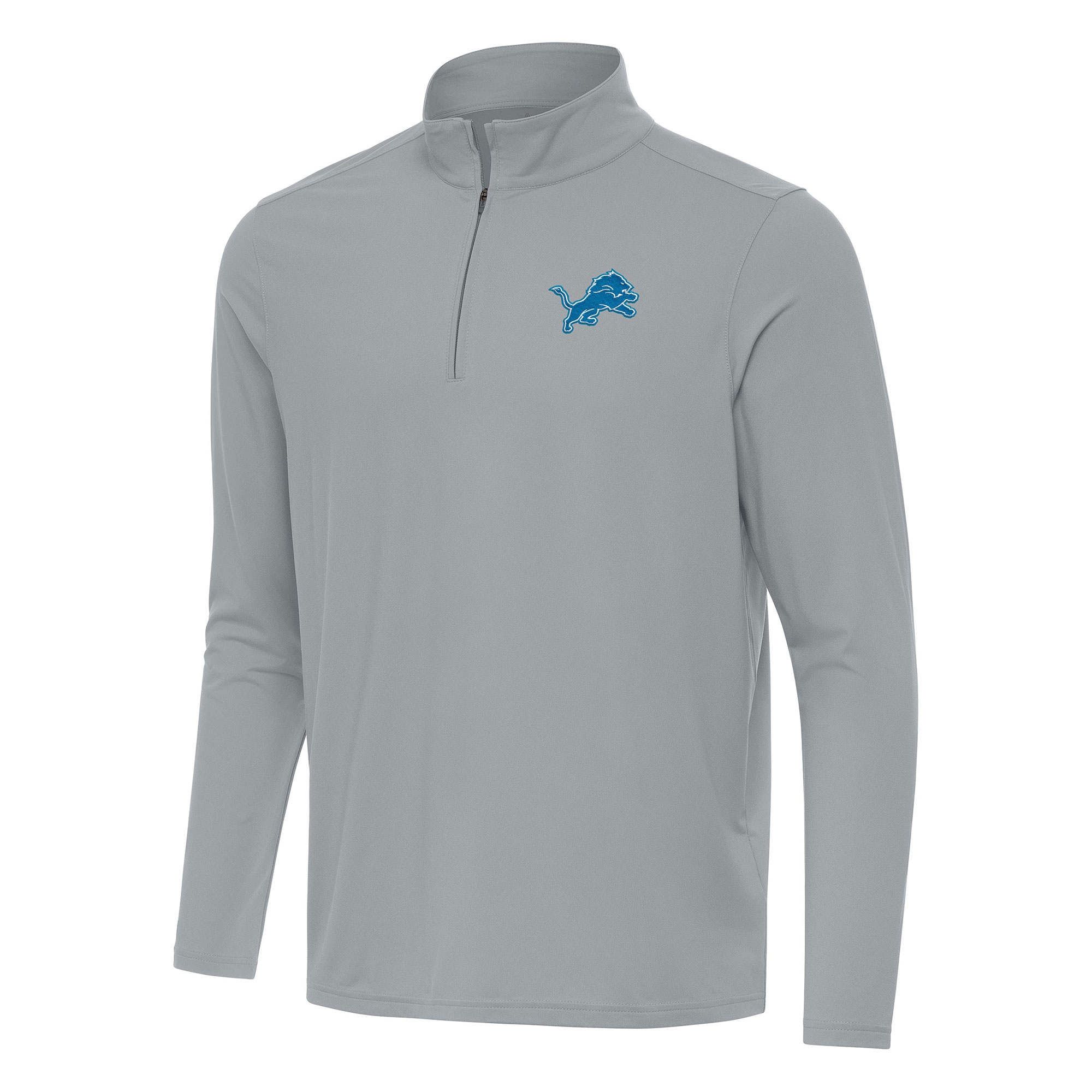 Men's Antigua Gray Detroit Lions Intent Quarter-Zip Pullover Top