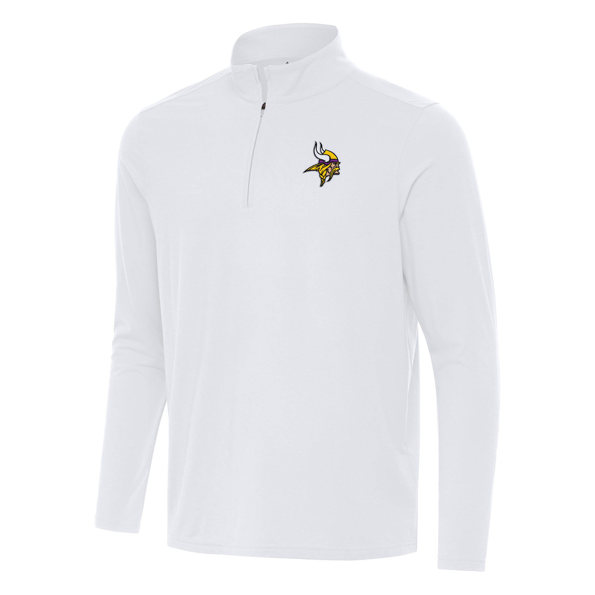 Men's Antigua White Minnesota Vikings Intent Quarter-Zip Pullover Top