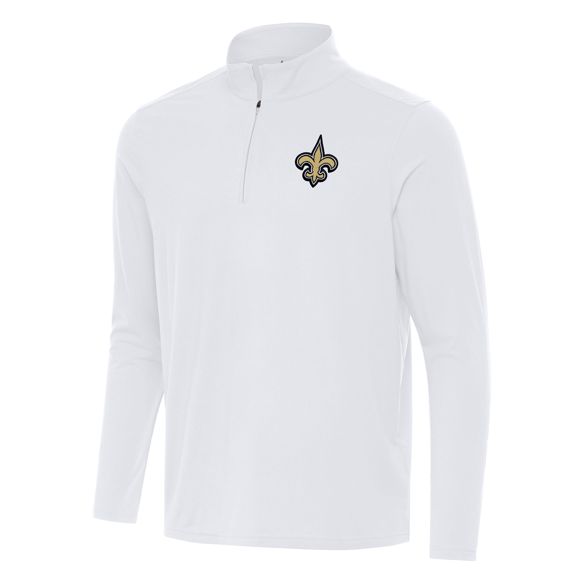 Men's Antigua White New Orleans Saints Intent Quarter-Zip Pullover Top