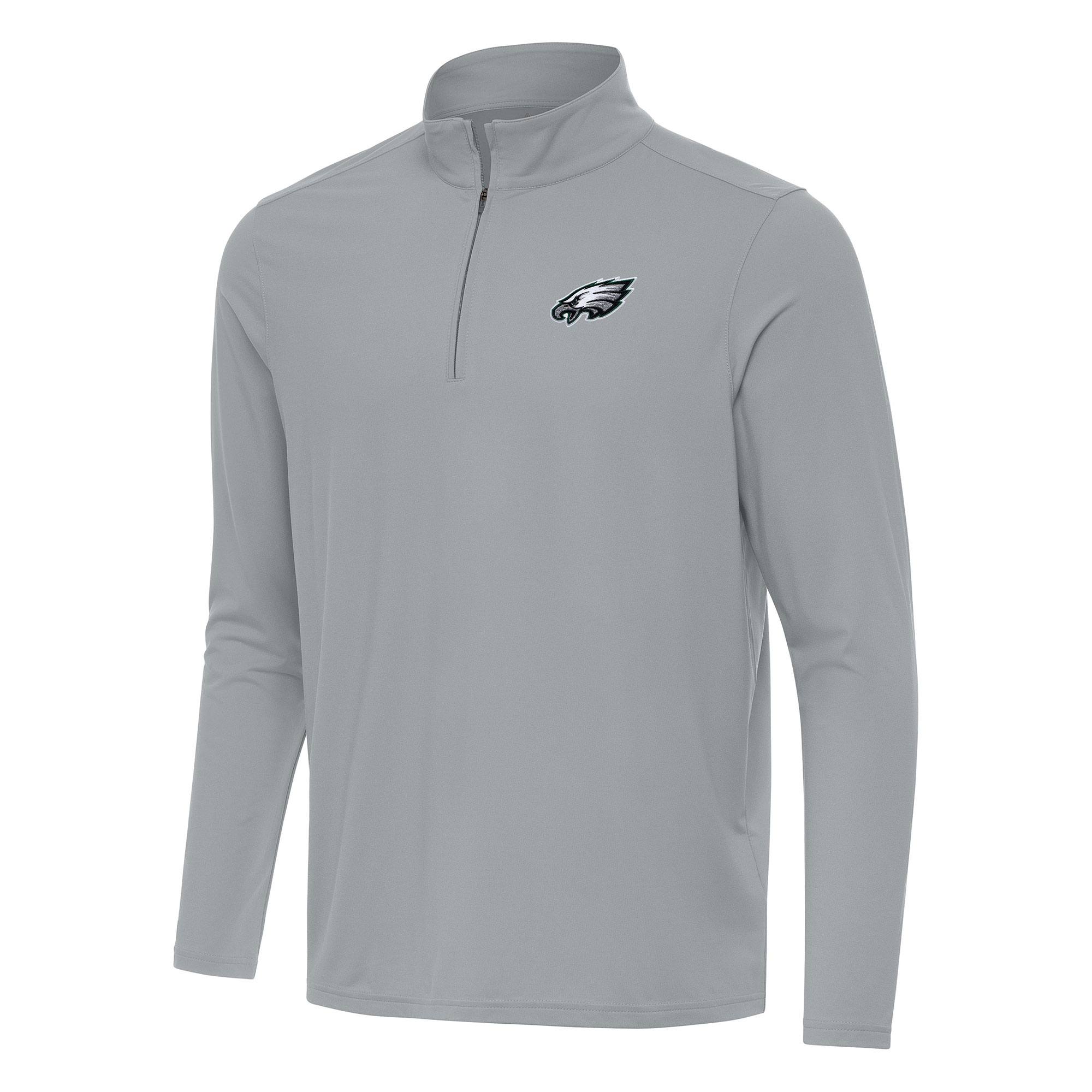 Men's Antigua Gray Philadelphia Eagles Intent Quarter-Zip Pullover Top