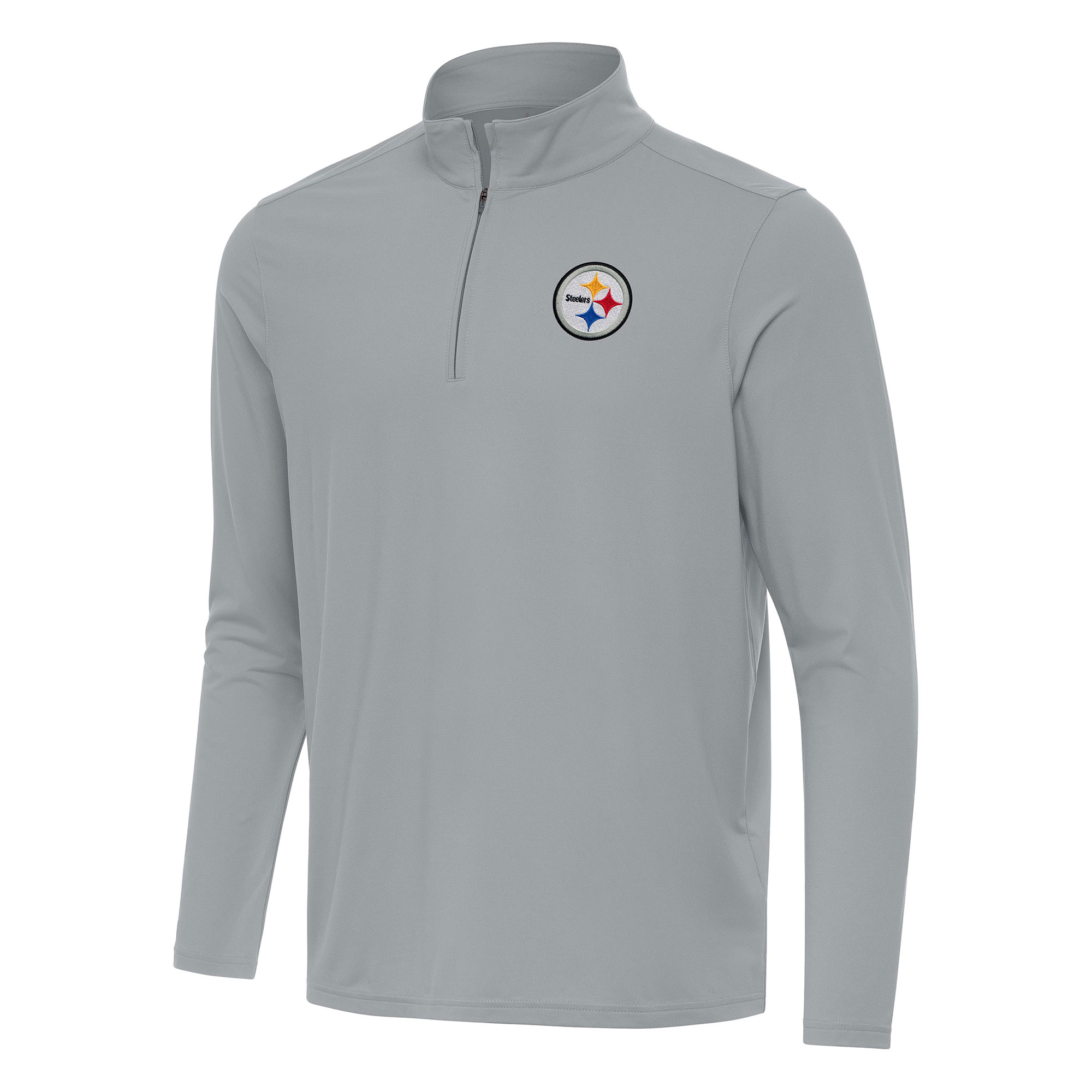 Men's Antigua Gray Pittsburgh Steelers Intent Quarter-Zip Pullover Top