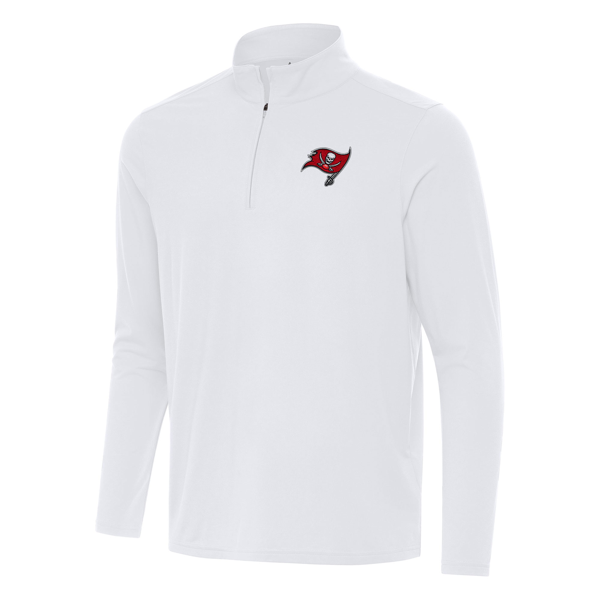 Men's Antigua White Tampa Bay Buccaneers Intent Quarter-Zip Pullover Top