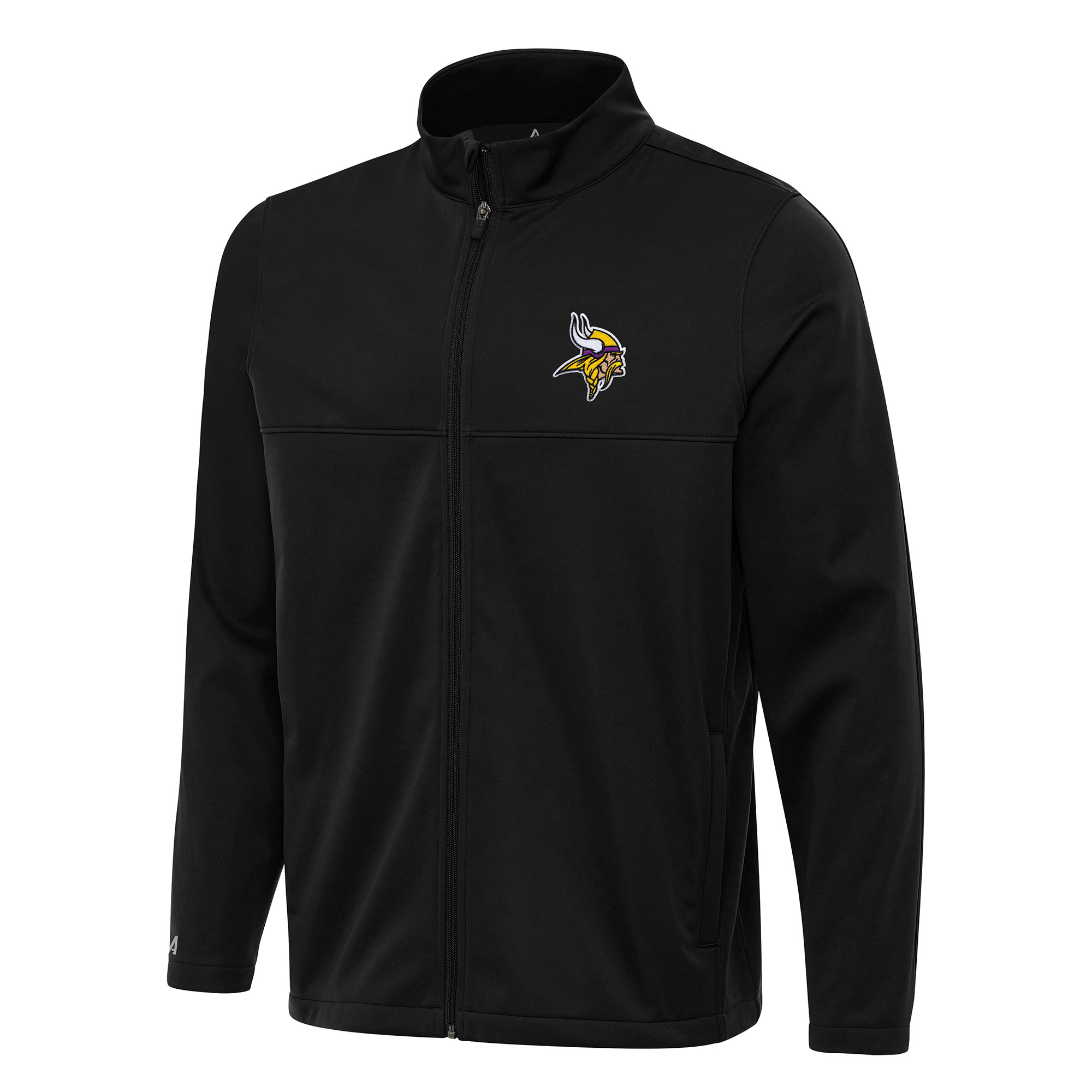 Men's Antigua Black Minnesota Vikings Links 2 Full-Zip Golf Jacket