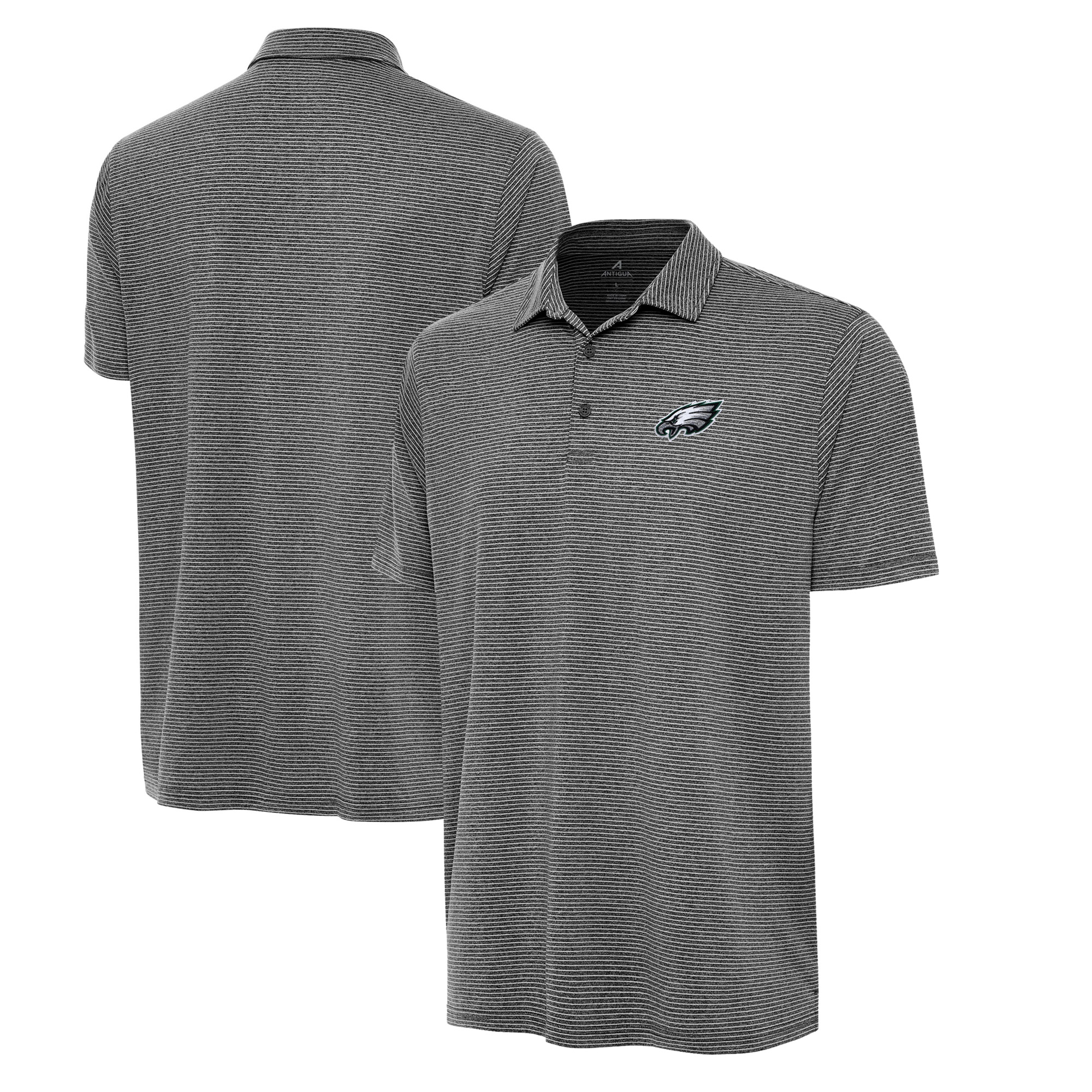 Men's Antigua Heather Black Philadelphia Eagles Scheme Polo