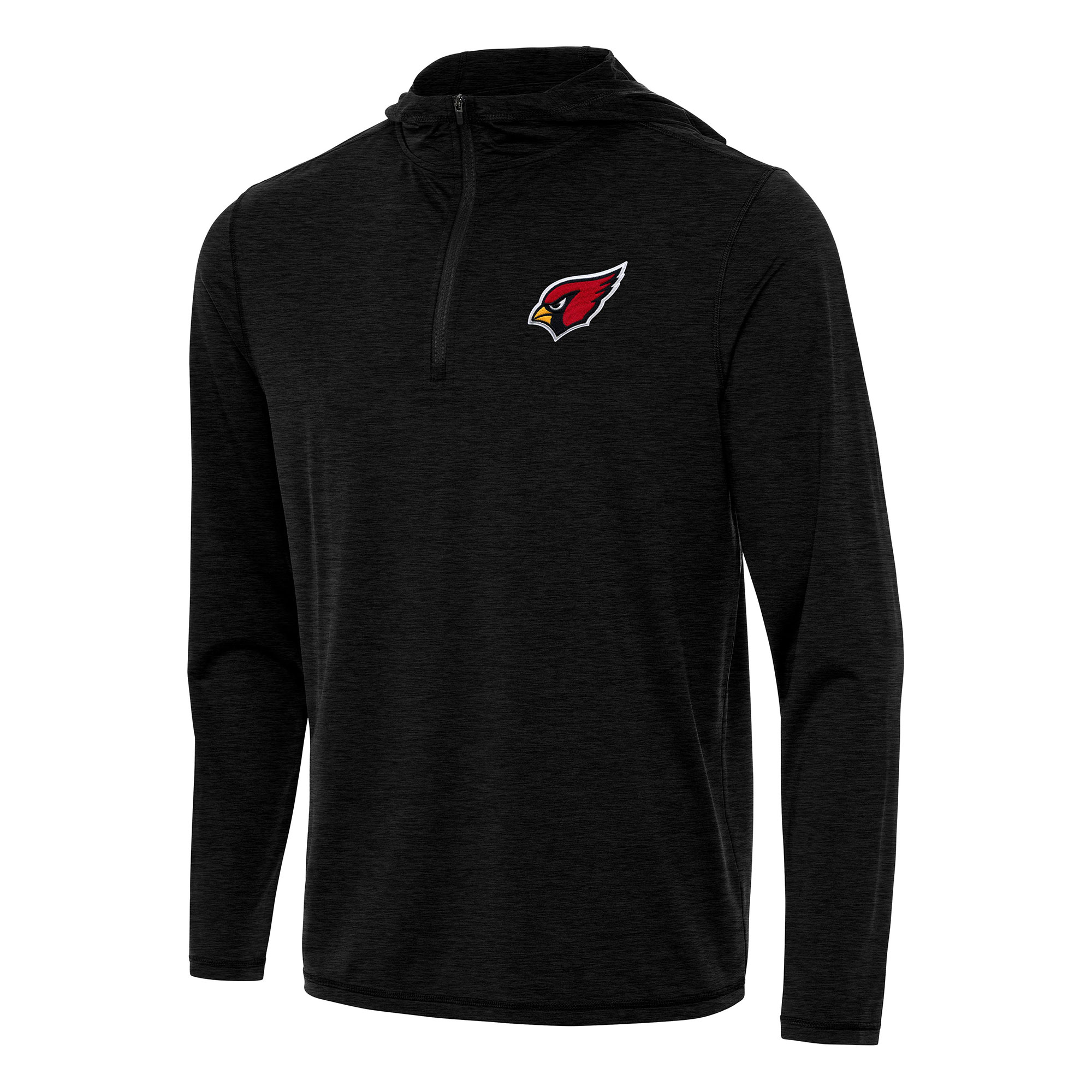Men's Antigua Heather Black Arizona Cardinals Tidy Quarter-Zip Pullover Hoodie