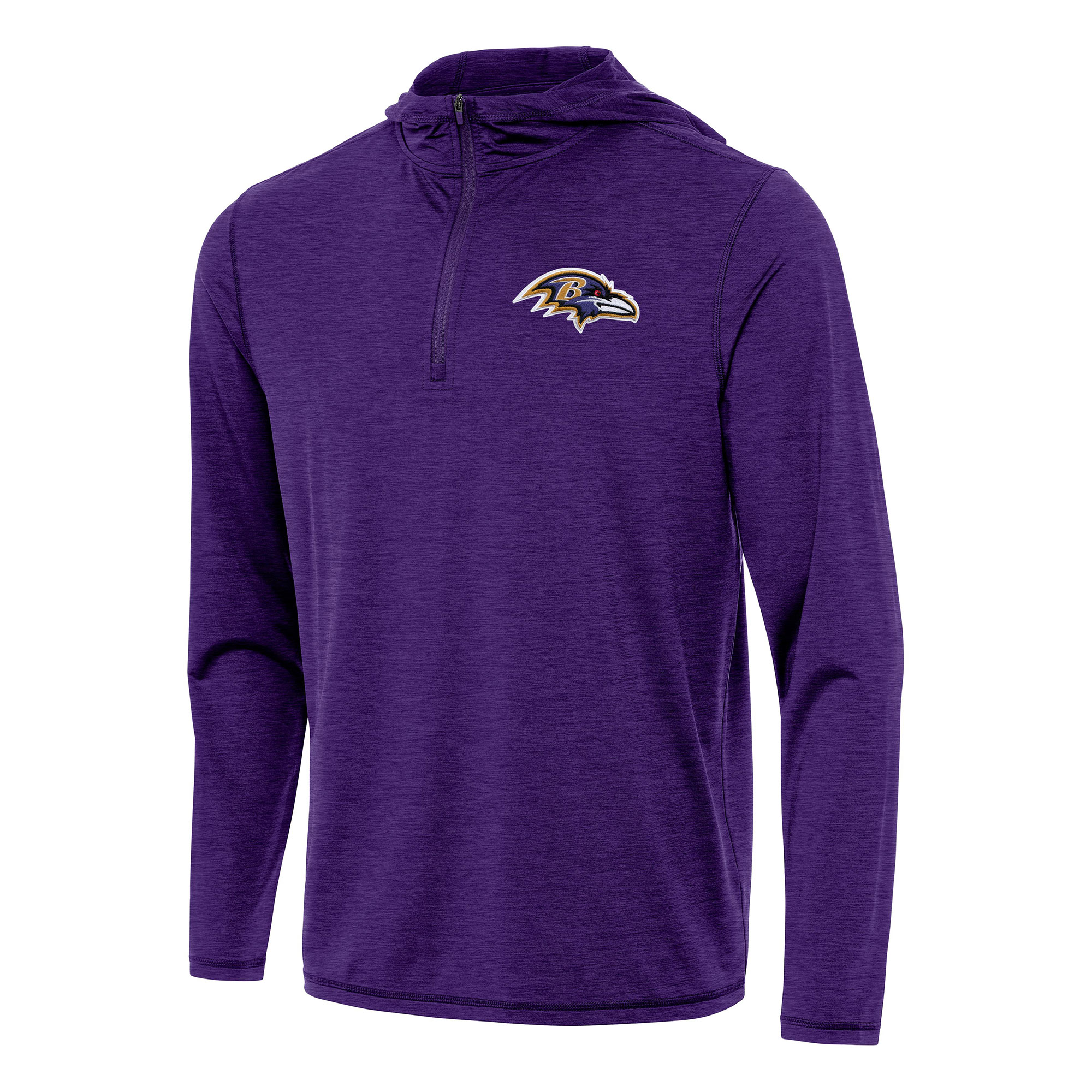 Men's Antigua Heather Purple Baltimore Ravens Tidy Quarter-Zip Pullover Hoodie