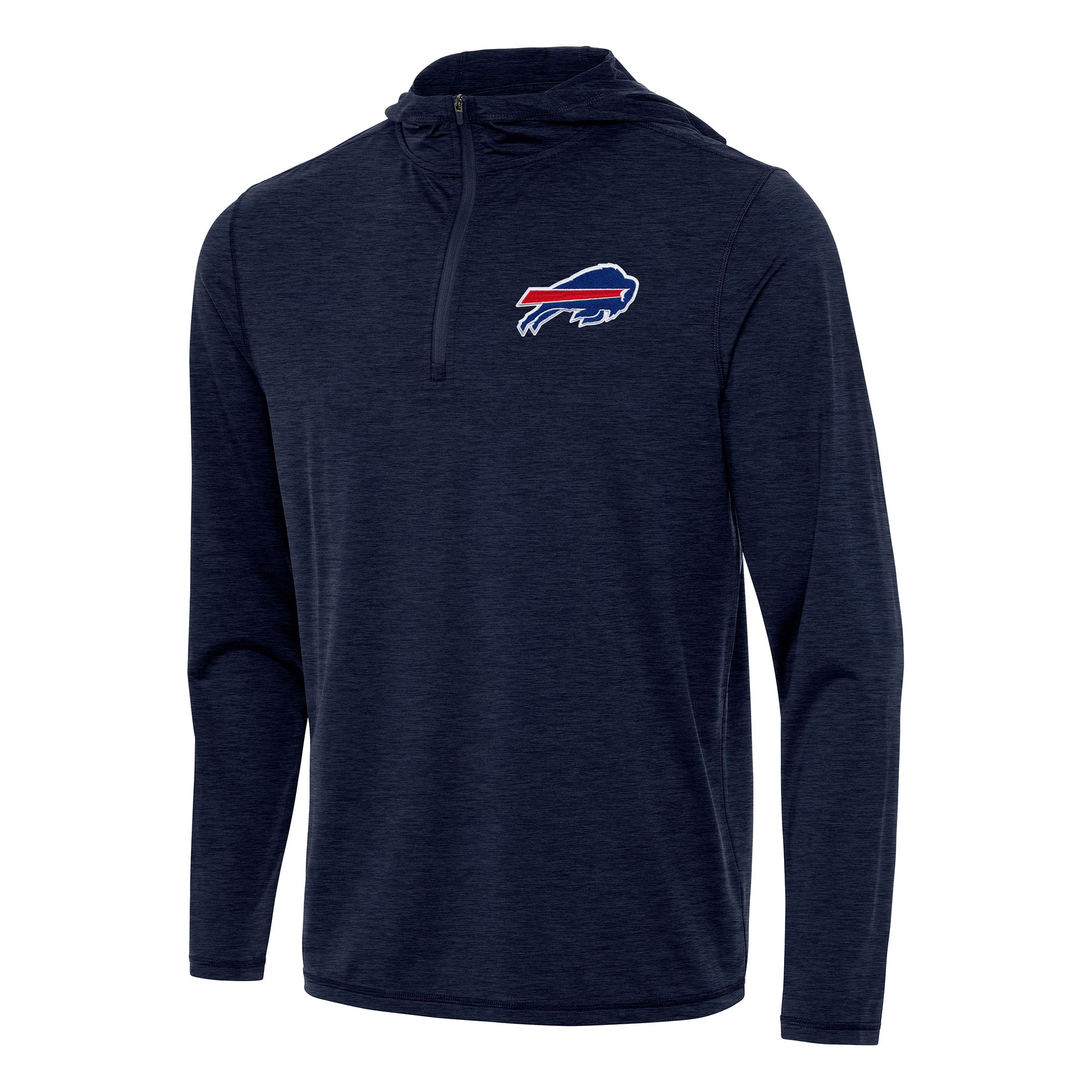 Men's Antigua Heather Navy Buffalo Bills Tidy Quarter-Zip Pullover Hoodie
