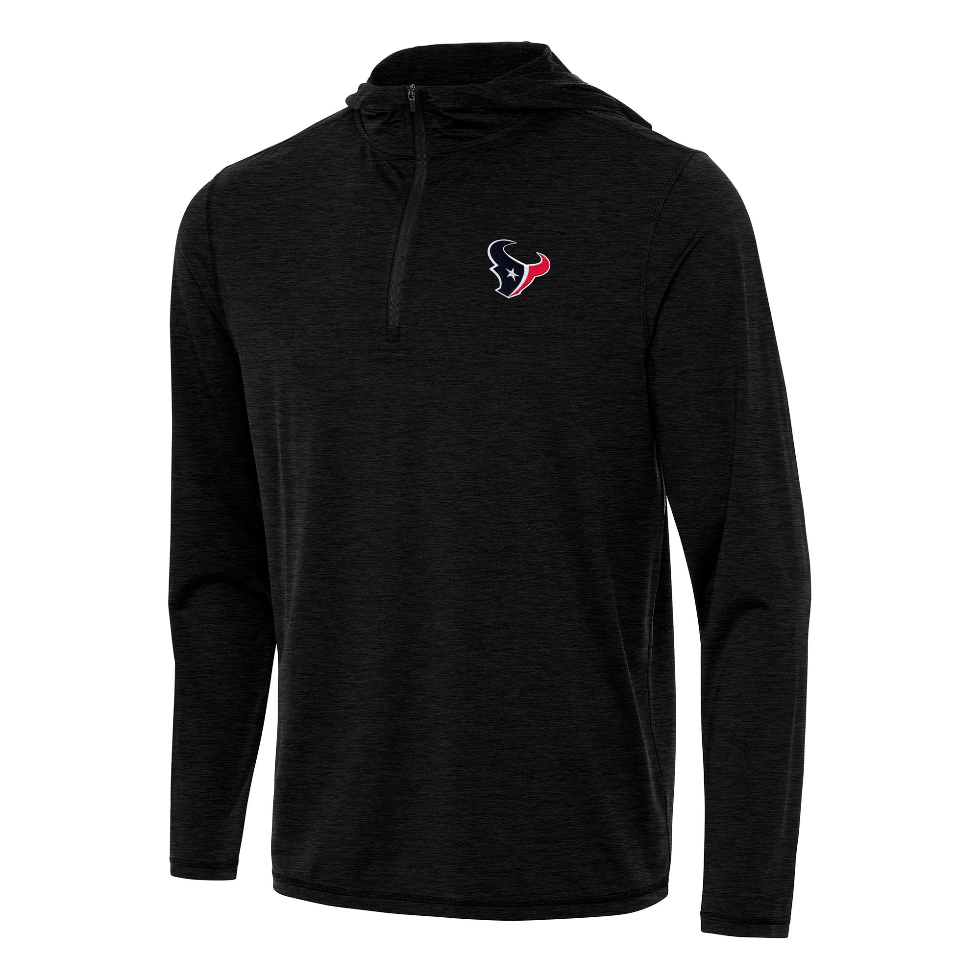 Men's Antigua Heather Black Houston Texans Tidy Quarter-Zip Pullover Hoodie