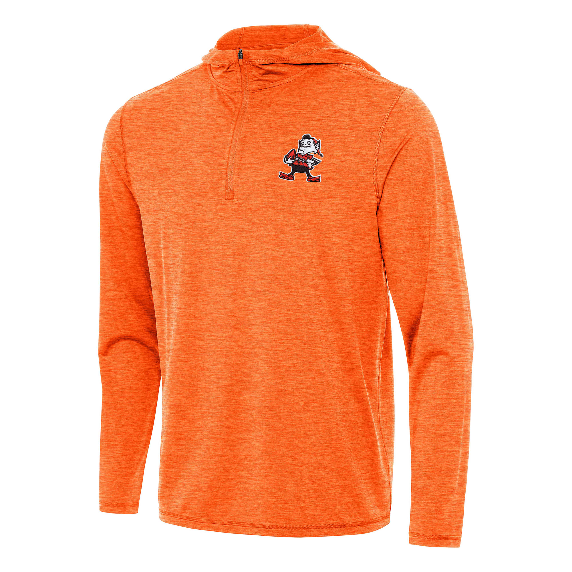 Antigua Men's Heather Orange Cleveland Browns Brownie Logo Tidy Quarter-Zip Pullover Hoodie - Heather Orange