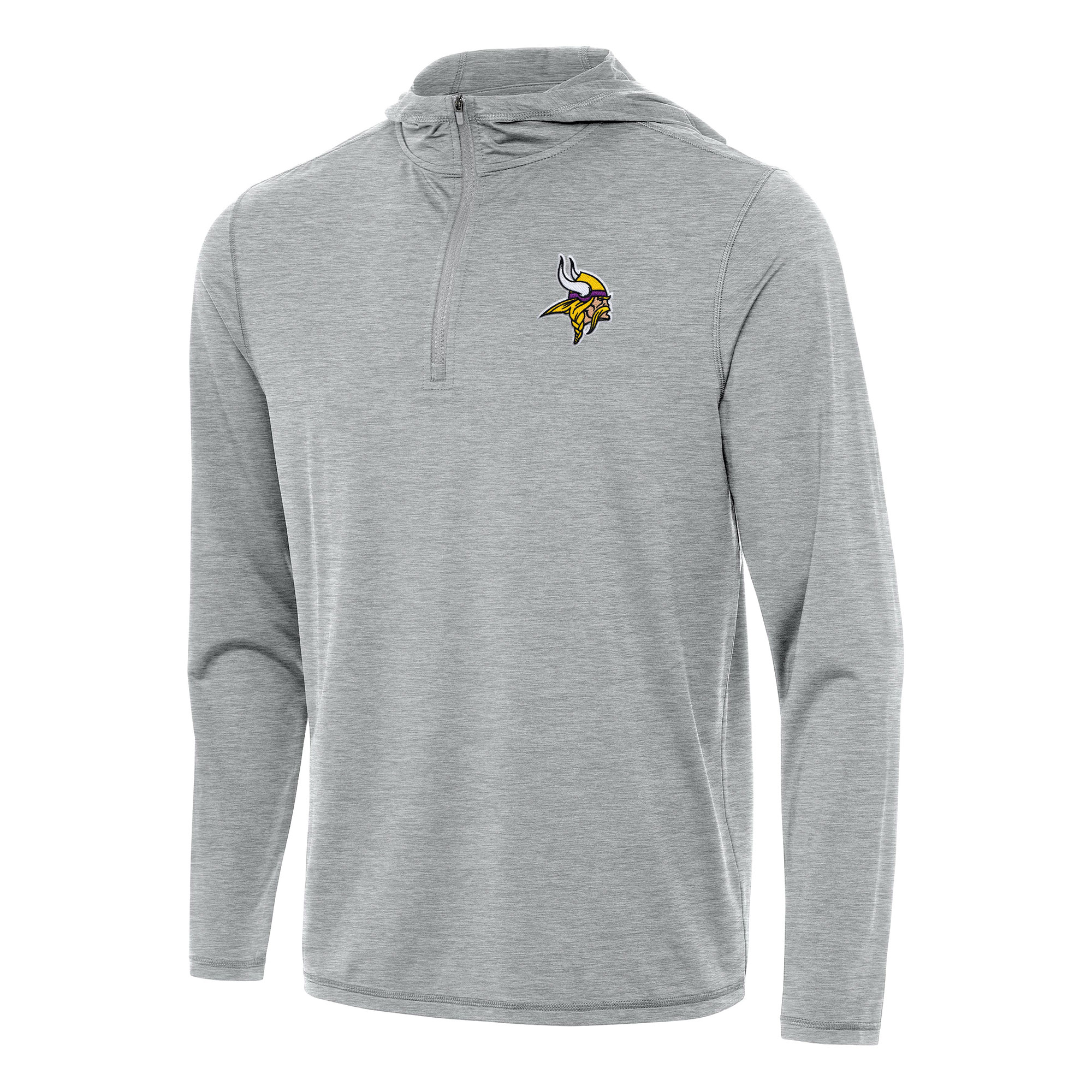 Men's Antigua Heather Gray Minnesota Vikings Tidy Quarter-Zip Pullover Hoodie