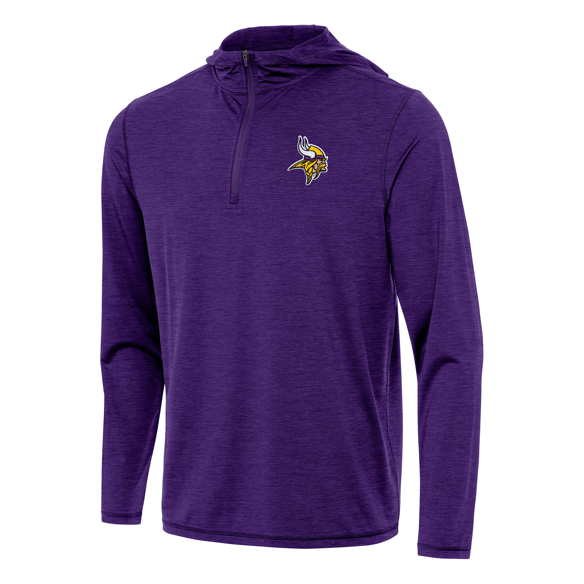 Men's Antigua Heather Purple Minnesota Vikings Tidy Quarter-Zip Pullover Hoodie