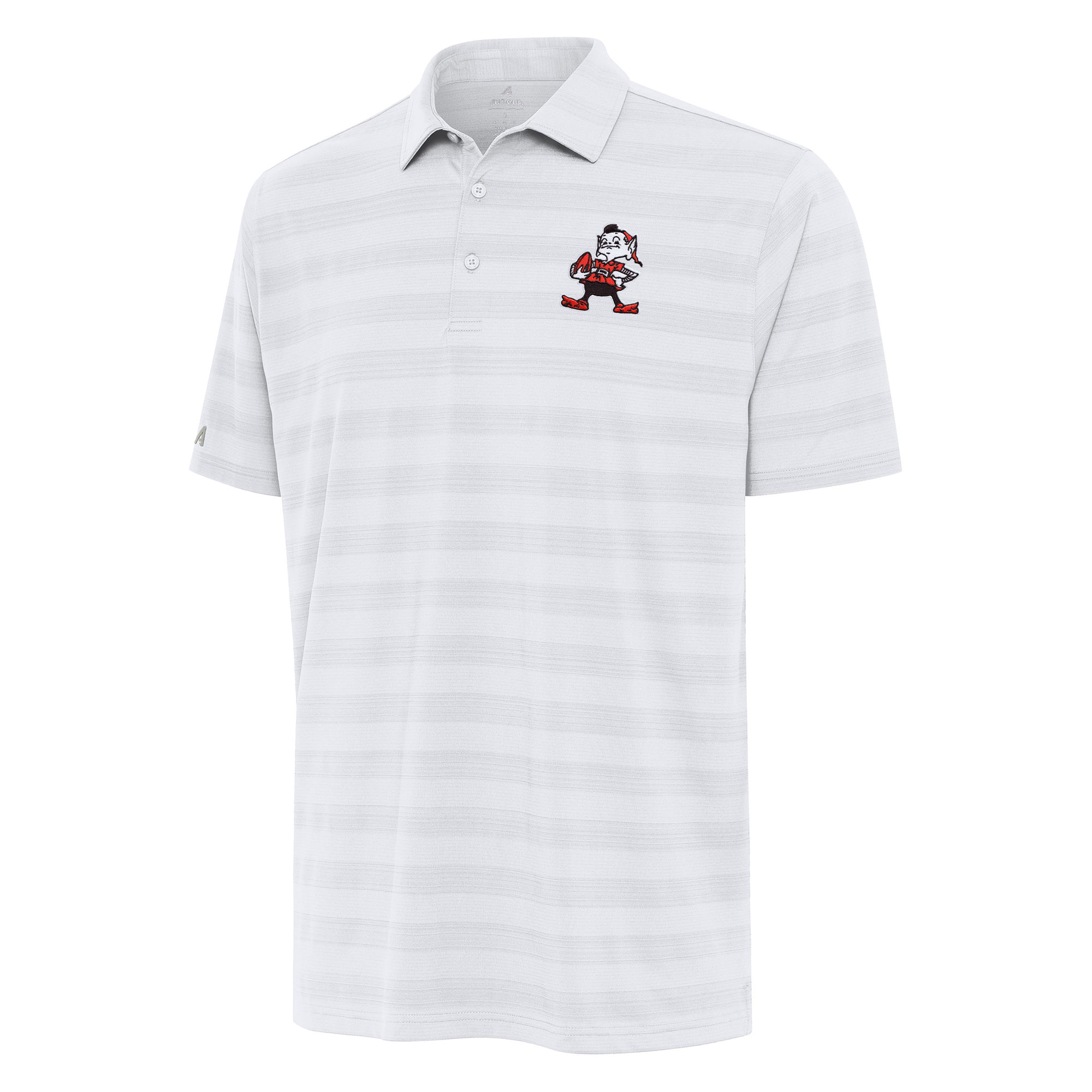 Men's Antigua White Cleveland Browns Brownie Logo Tunnel Polo