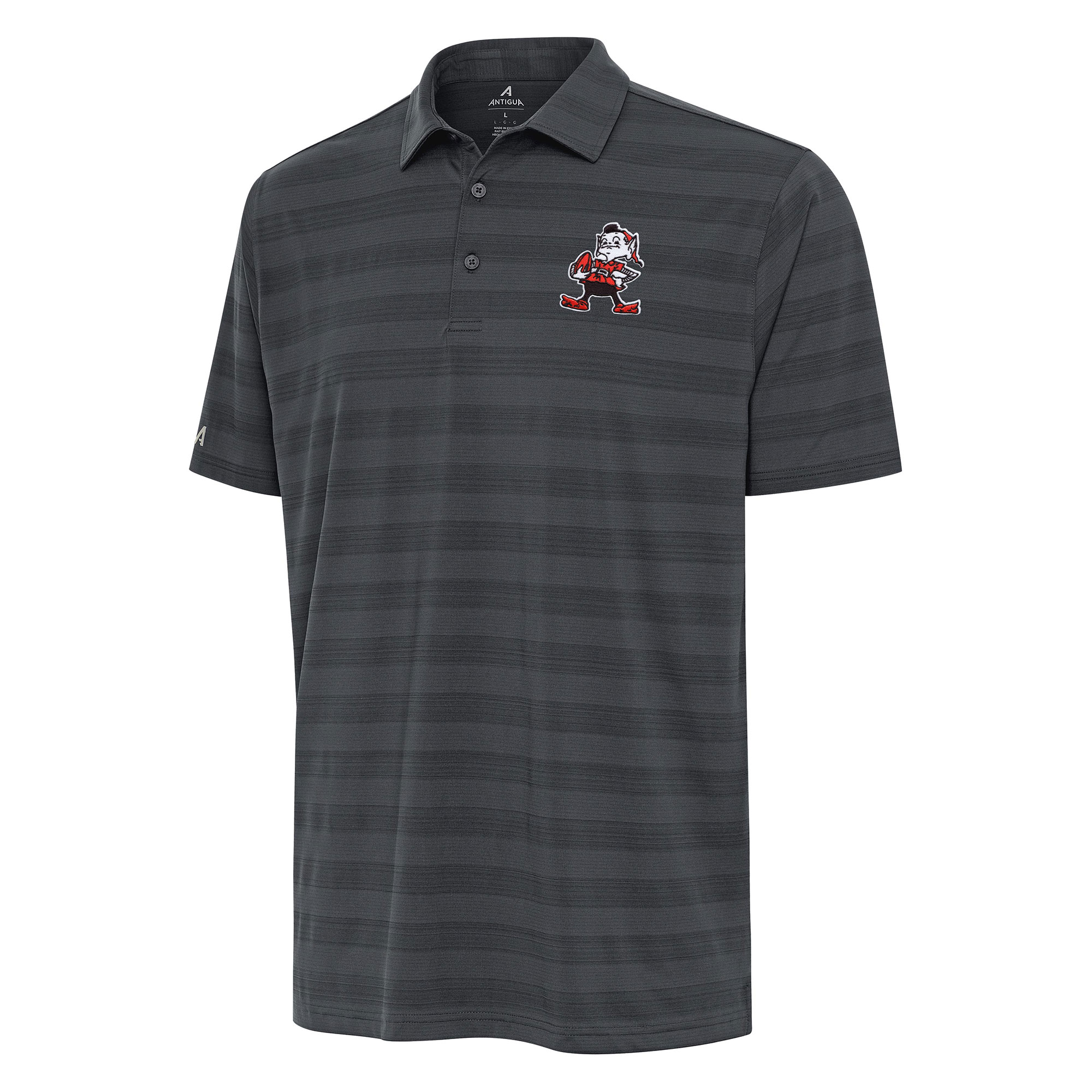 Men's Antigua Pewter Cleveland Browns Brownie Logo Tunnel Polo