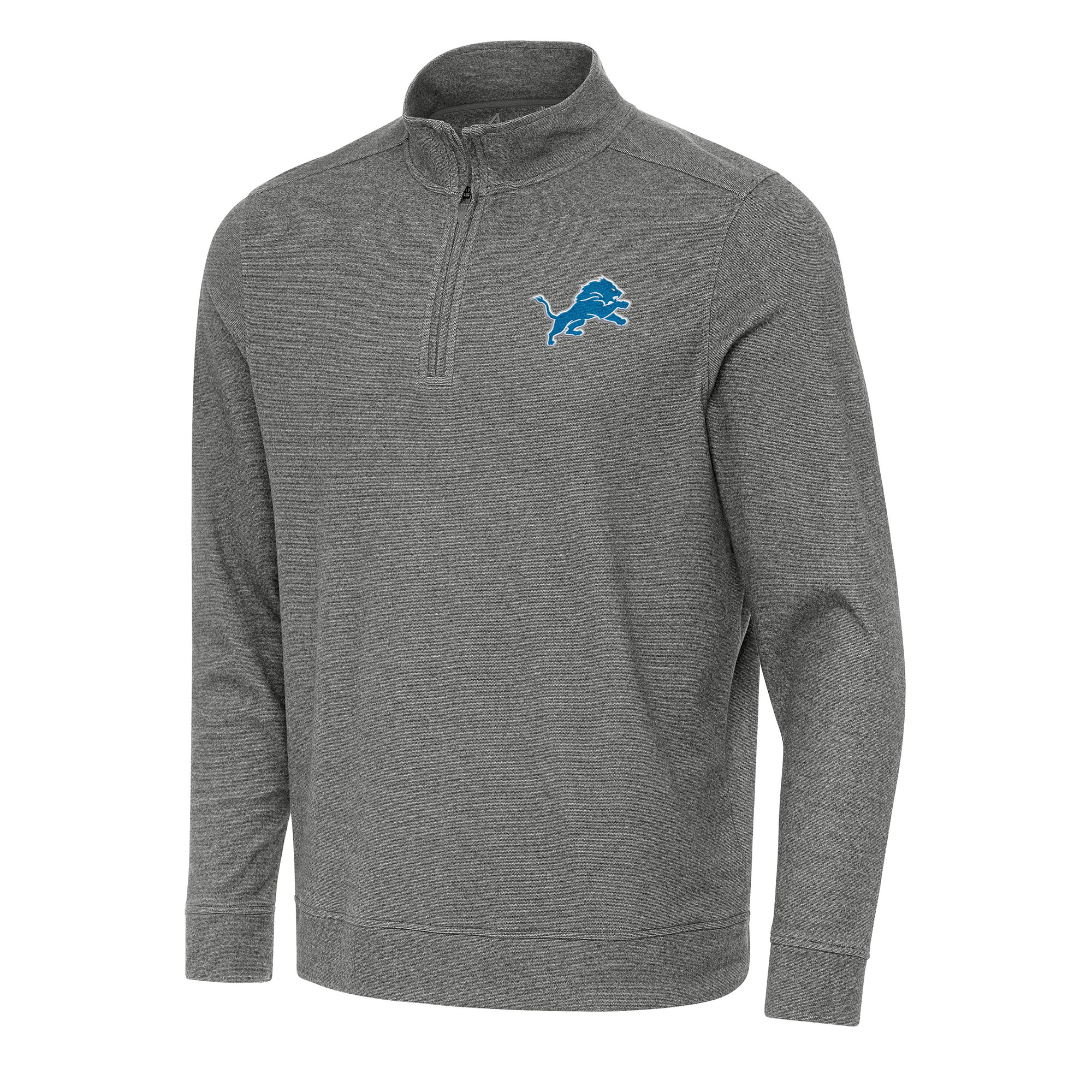Men's Antigua Heather Black Detroit Lions Subtle Quarter-Zip Top