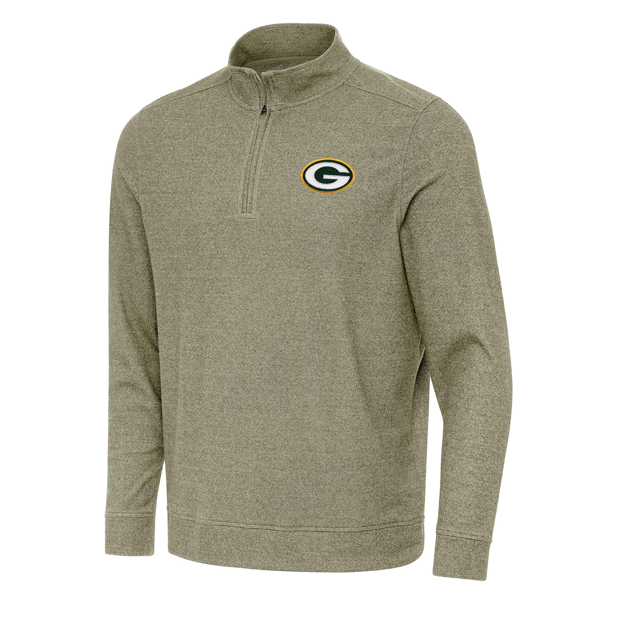 Men's Antigua Olive Green Bay Packers Subtle Quarter-Zip Top