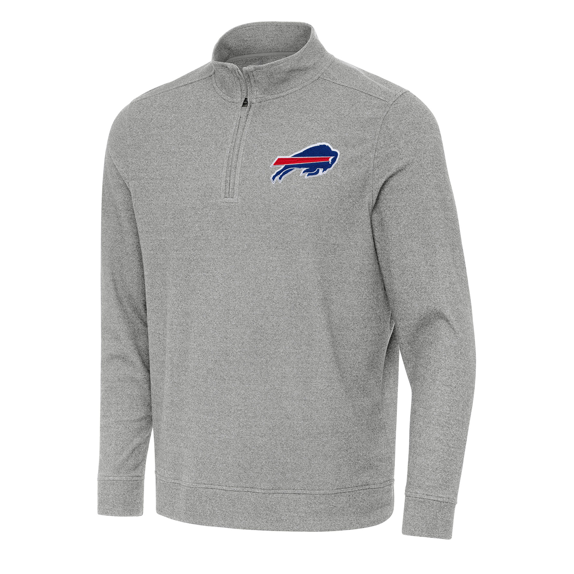 Men's Antigua Heather Gray Buffalo Bills Subtle Quarter-Zip Top