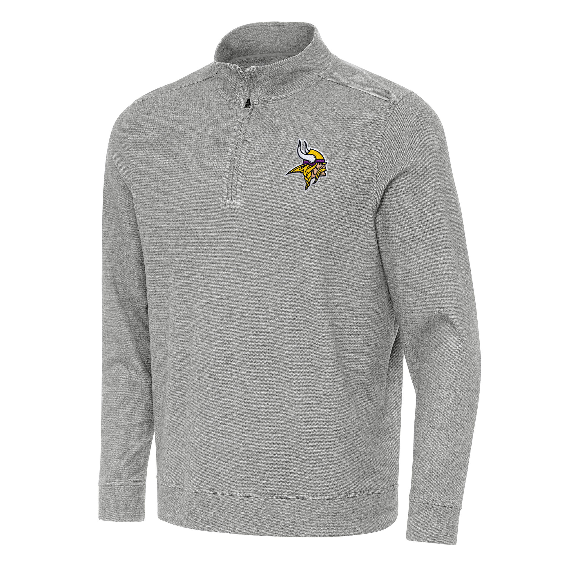 Men's Antigua Heather Gray Minnesota Vikings Subtle Quarter-Zip Top