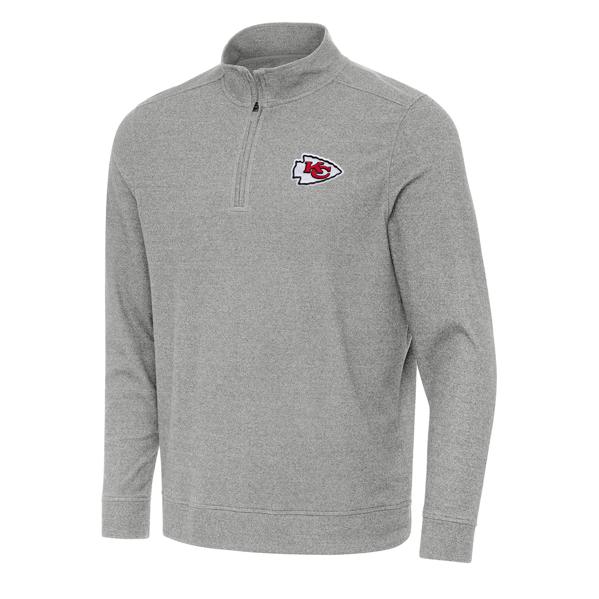 Men's Antigua Heather Gray Kansas City Chiefs Subtle Quarter-Zip Top