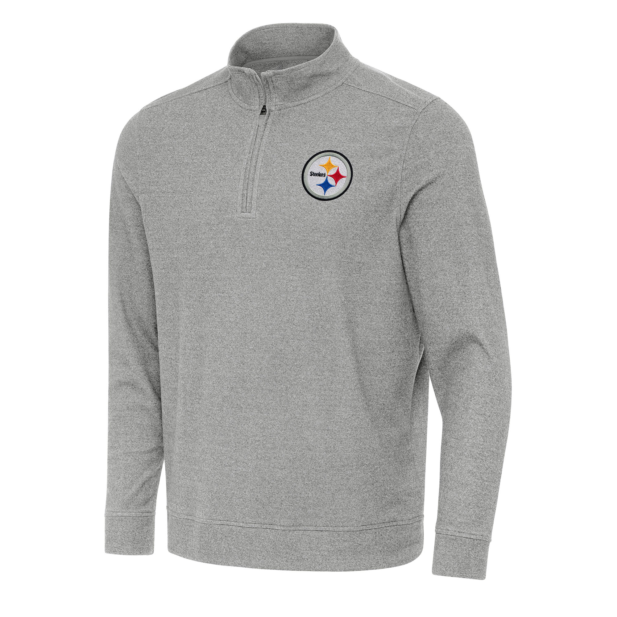 Men's Antigua Heather Gray Pittsburgh Steelers Subtle Quarter-Zip Top