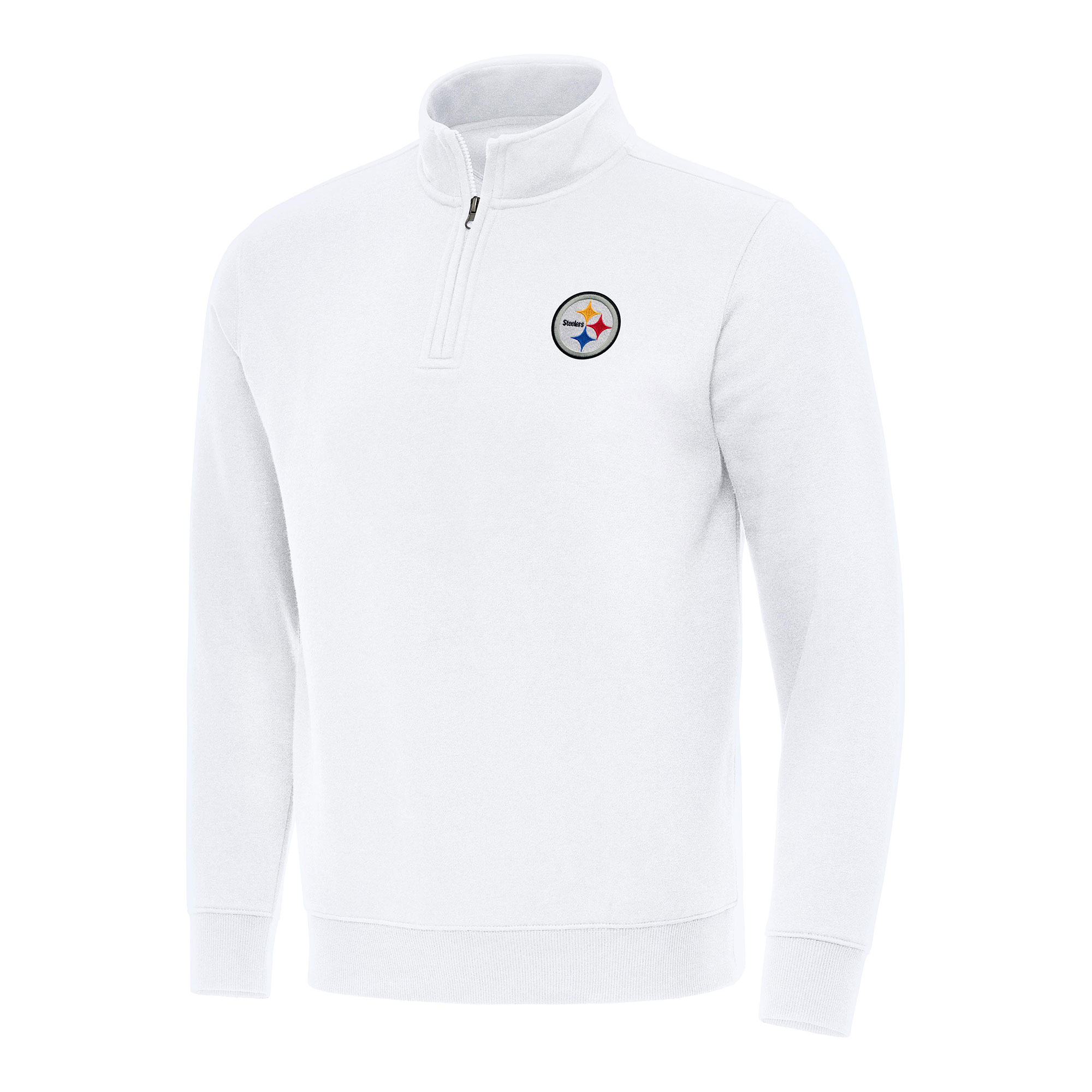 Antigua Men's White Pittsburgh Steelers Victory Quarter-Zip Pullover Top - White