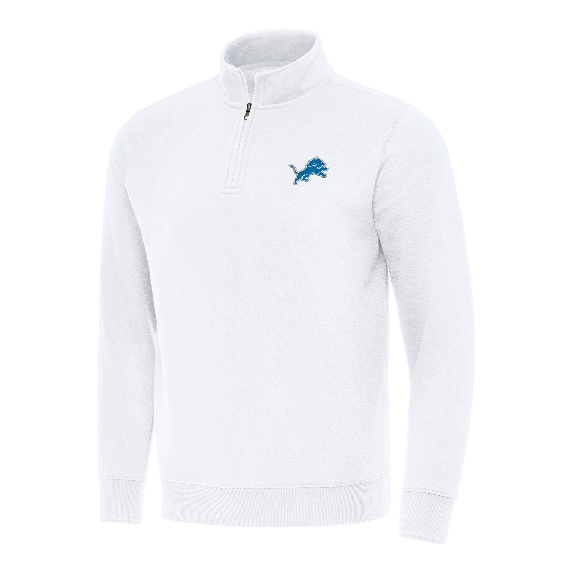 Men's Antigua White Detroit Lions Victory Quarter-Zip Pullover Top