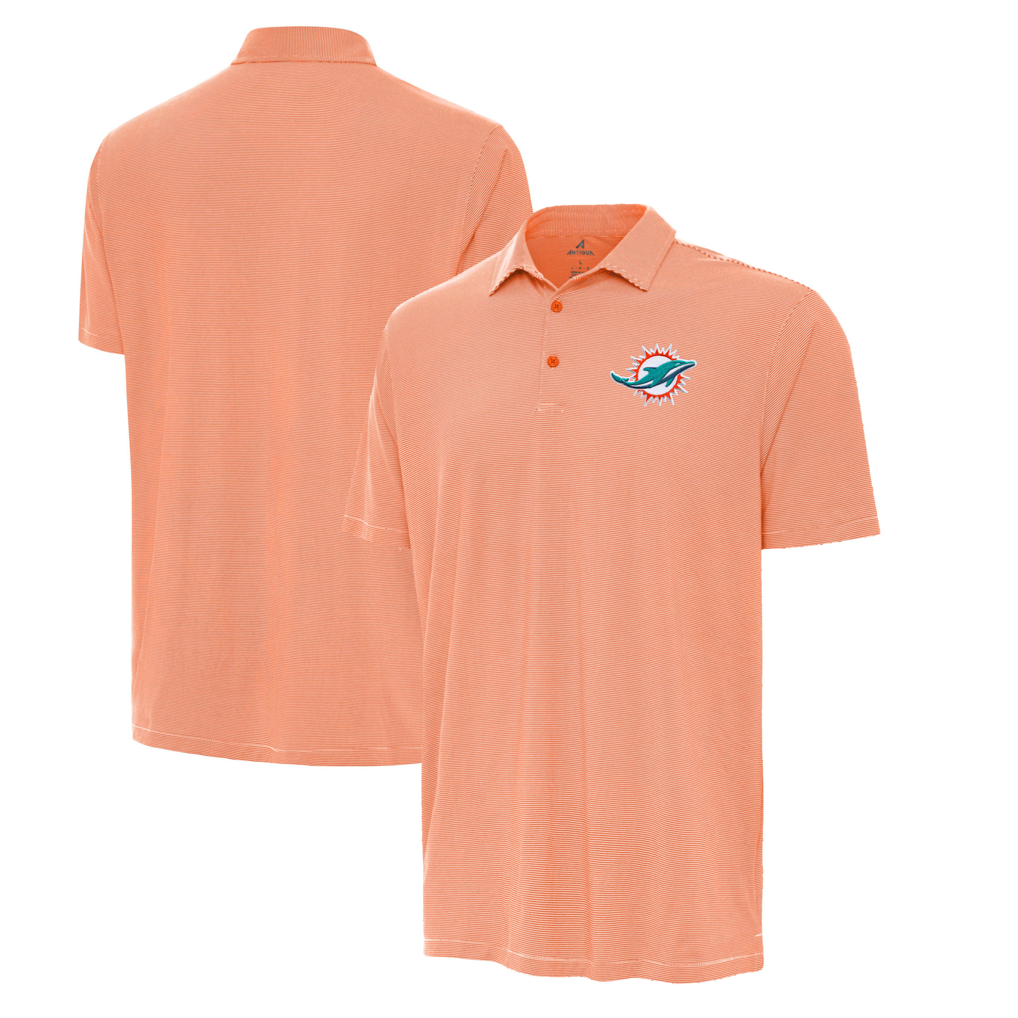Men's Antigua Orange/White Miami Dolphins Twine Performance Polo