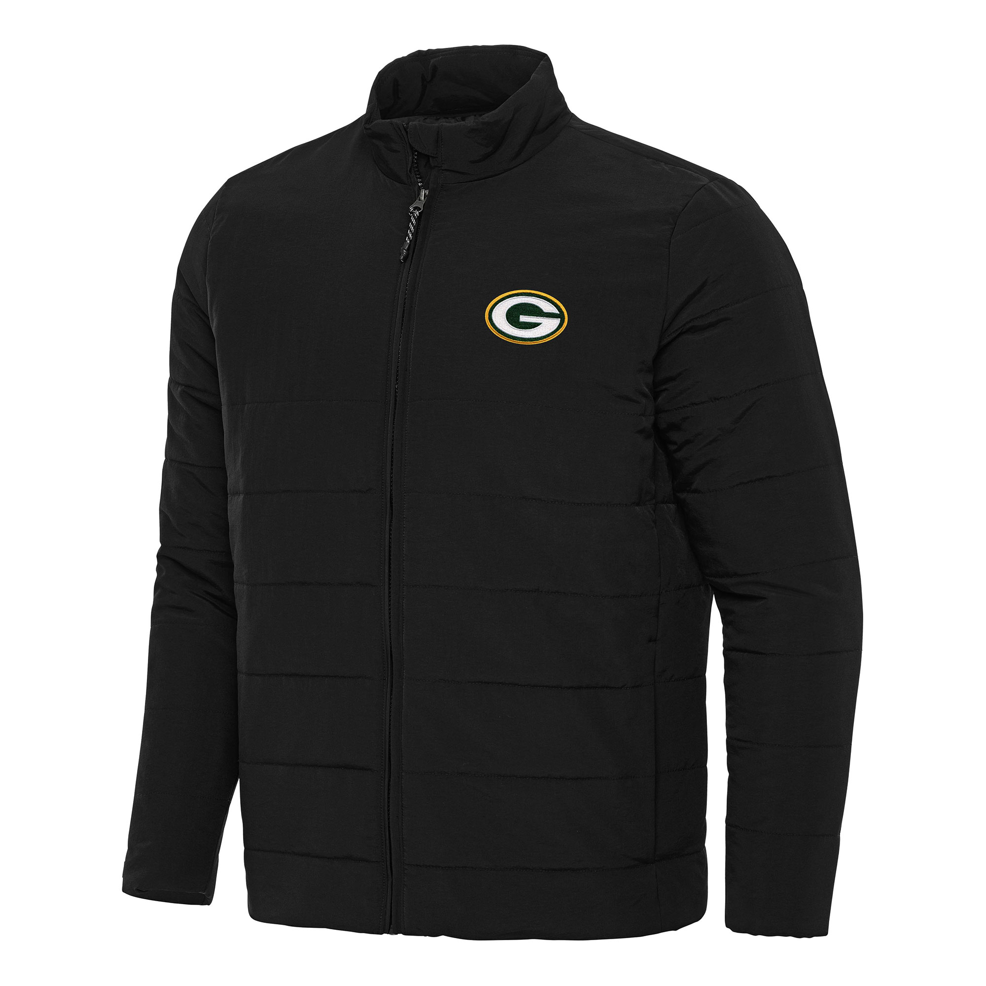 Men's Antigua Black Green Bay Packers Swelter Full-Zip Jacket