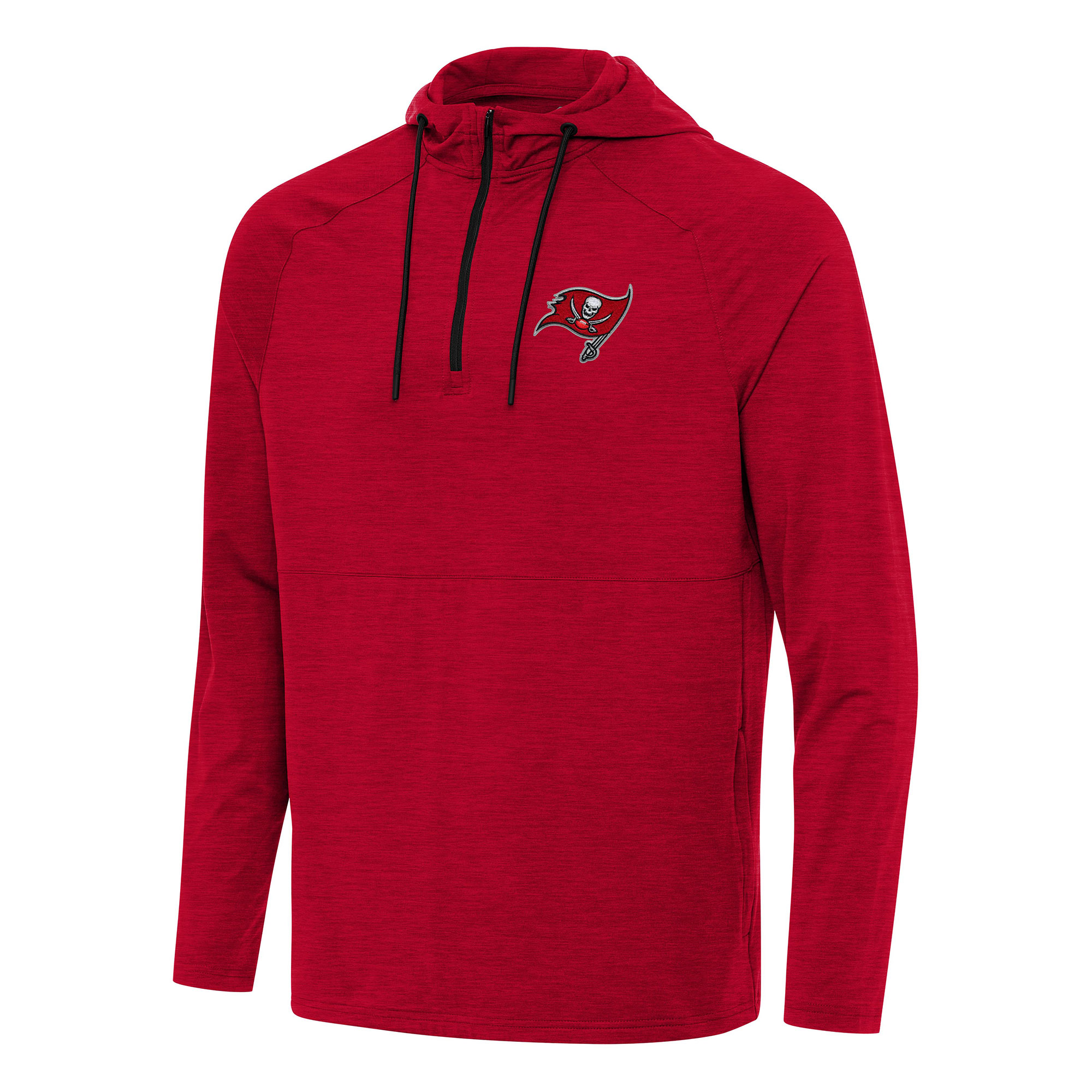 Men's Antigua Heather Red Tampa Bay Buccaneers Spikes Quarter-Zip Pullover Hoodie