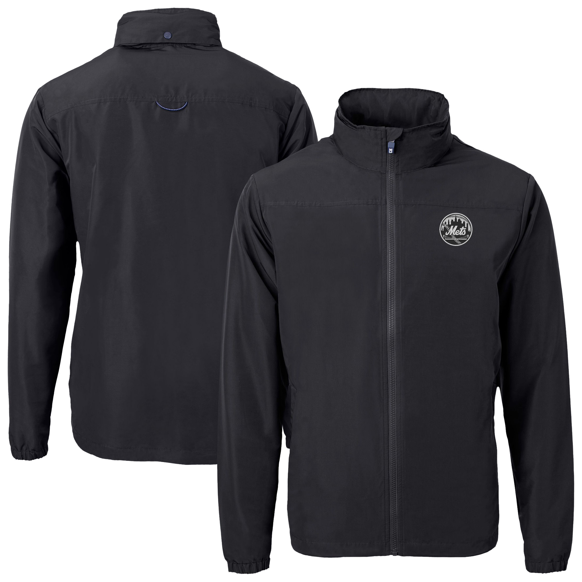 Men’s Cutter & Buck Black New York Mets Charter Eco Recycled Full-Zip Hoodie Jacket Men’s Cutter & Buck Black New York Mets Charter Eco Recycled Full-Zip Hoodie Jacket