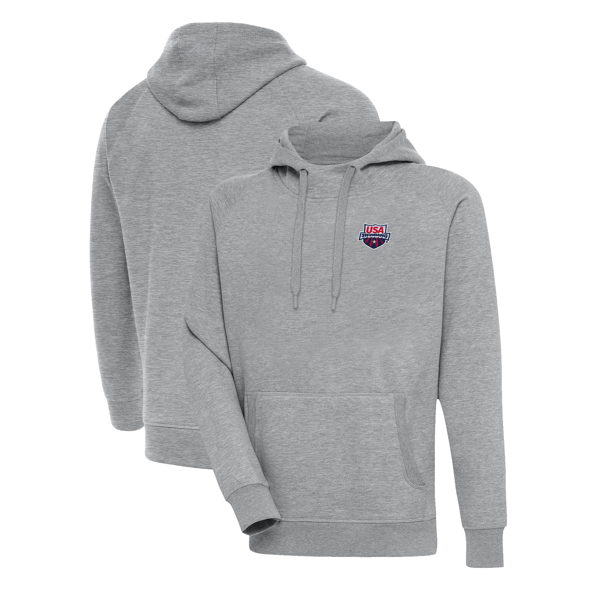 Men's Antigua  Heather Gray USA Swimming Big & Tall Victory Pullover Hoodie