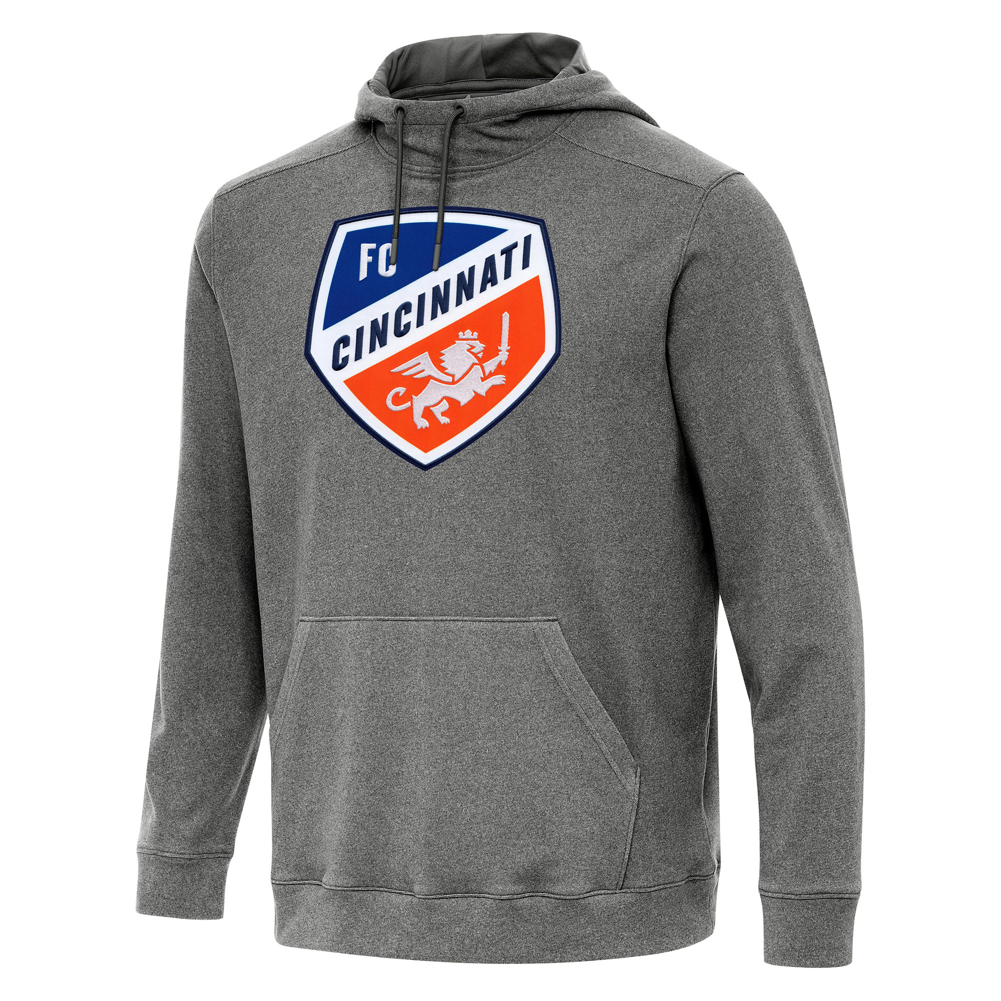 Men's Antigua Heather Black FC Cincinnati Cloud Pullover Hoodie