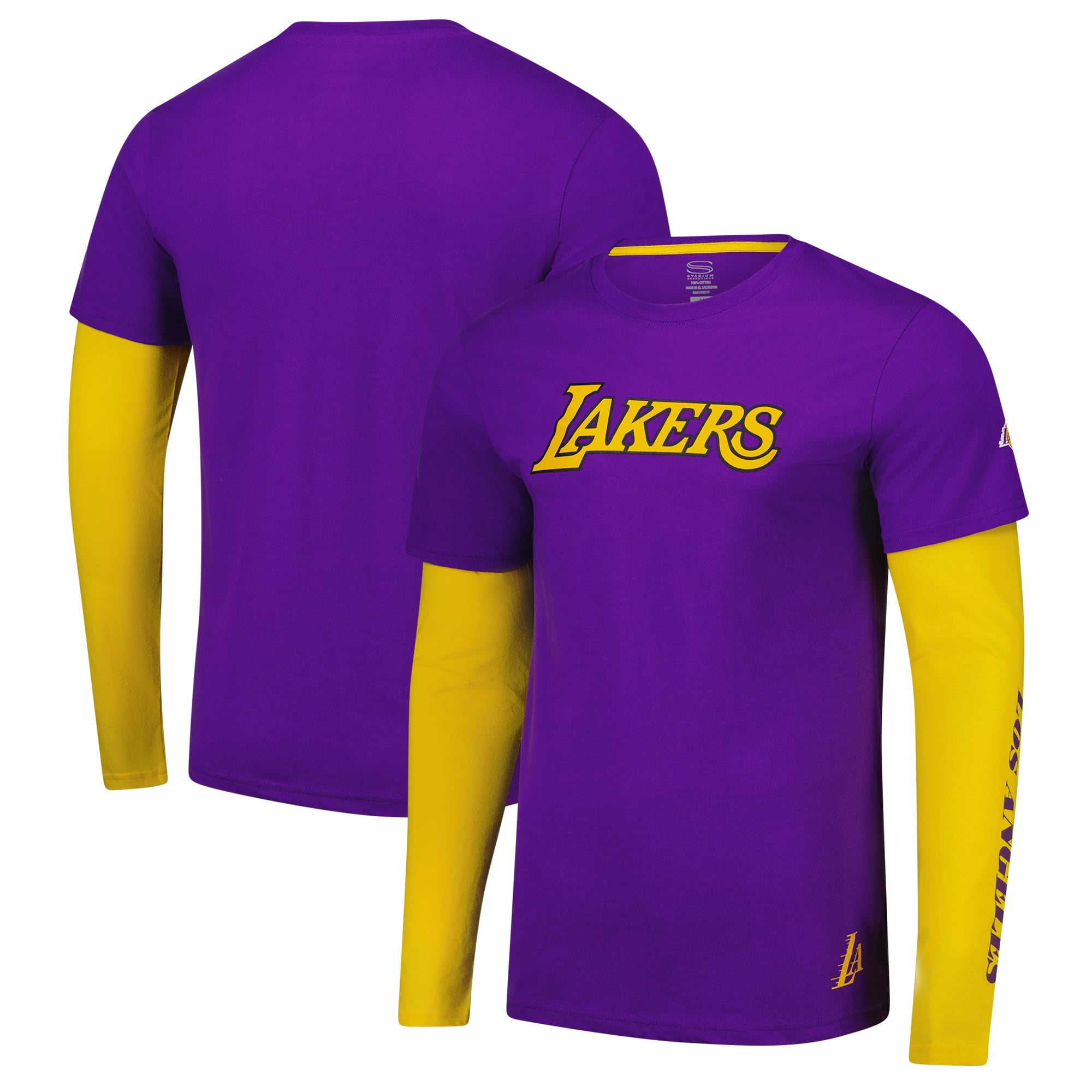 Unisex Stadium Essentials Purple Los Angeles Lakers Spectator 2fer Long Sleeve T-Shirt