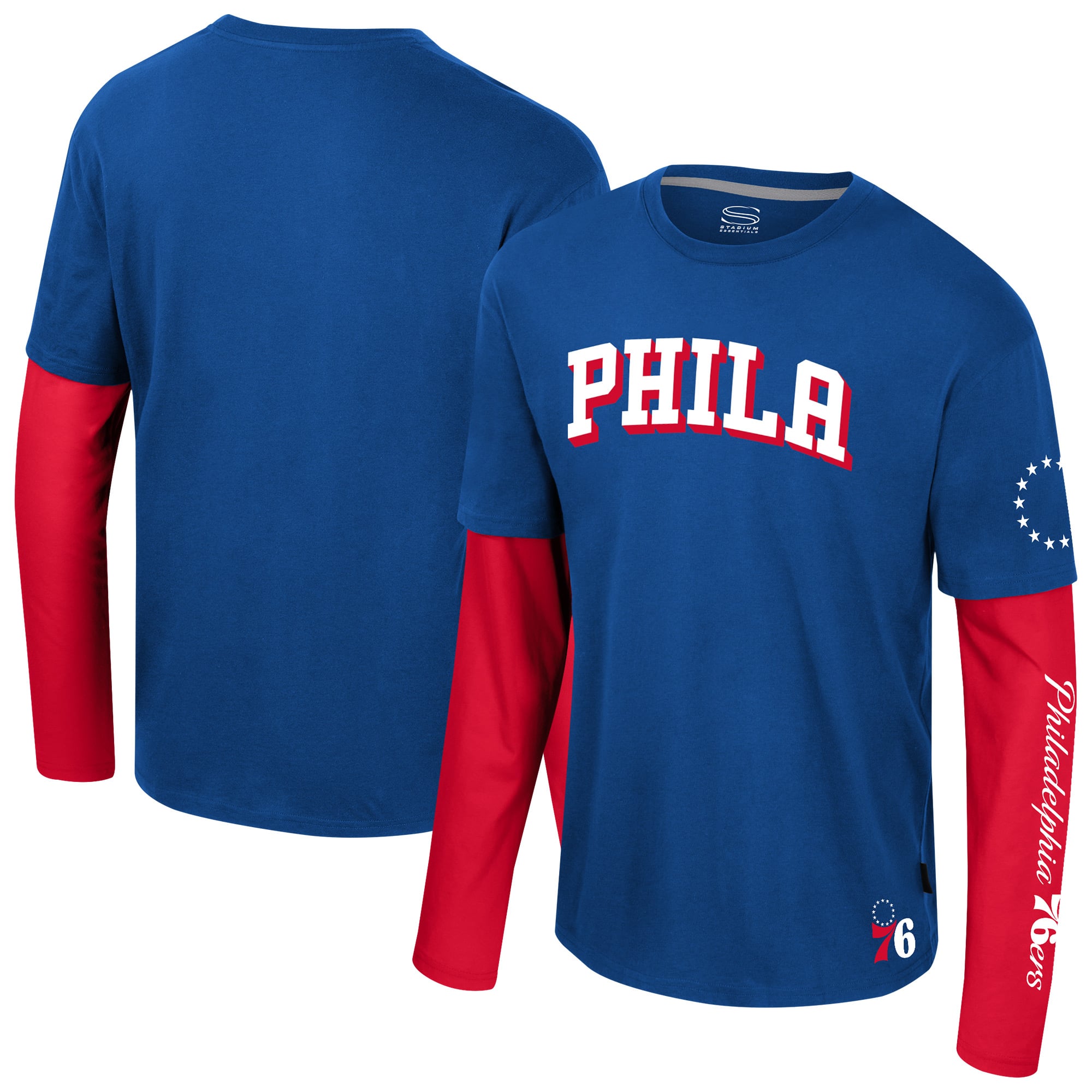 Unisex Stadium Essentials Royal Philadelphia 76ers Spectator 2fer Long Sleeve  T-Shirt