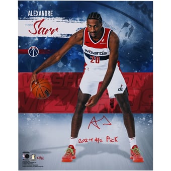 Alexandre Sarr Washington Wizards Autographed 16" x 20" Stylized Photograph with "2024 #2 Pick" Inscription - Limited Edition #12/12