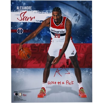 Alexandre Sarr Washington Wizards Autographed 16" x 20" Stylized Photograph with "2024 #2 Pick" Inscription - Limited Edition #1/12
